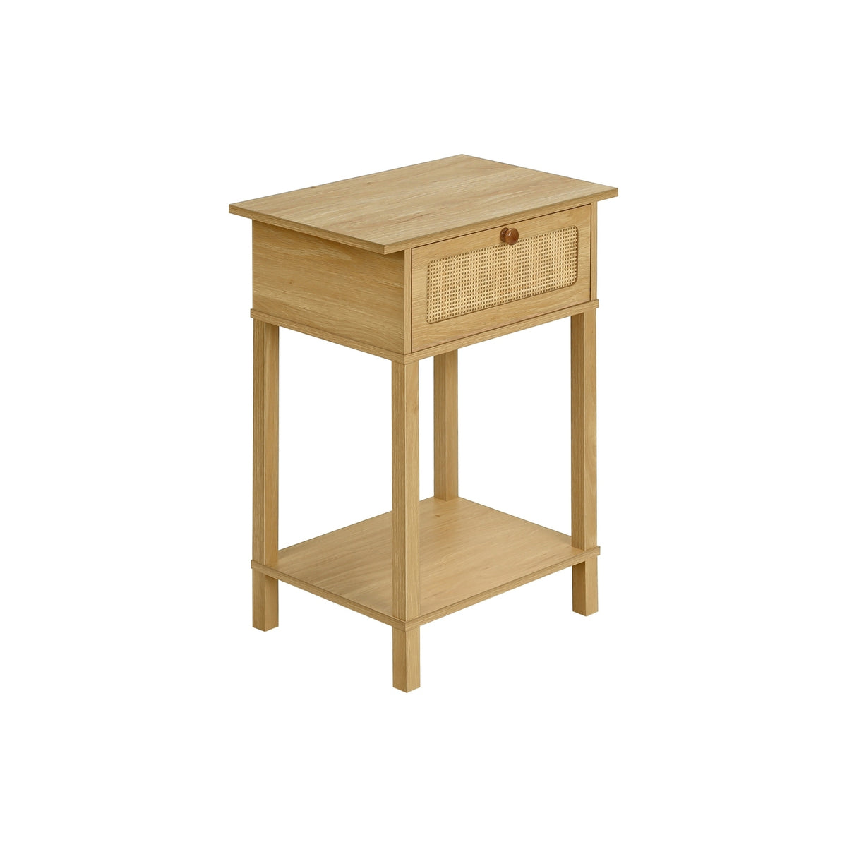 Natural Rattan Side Table with Storage, 18 in
