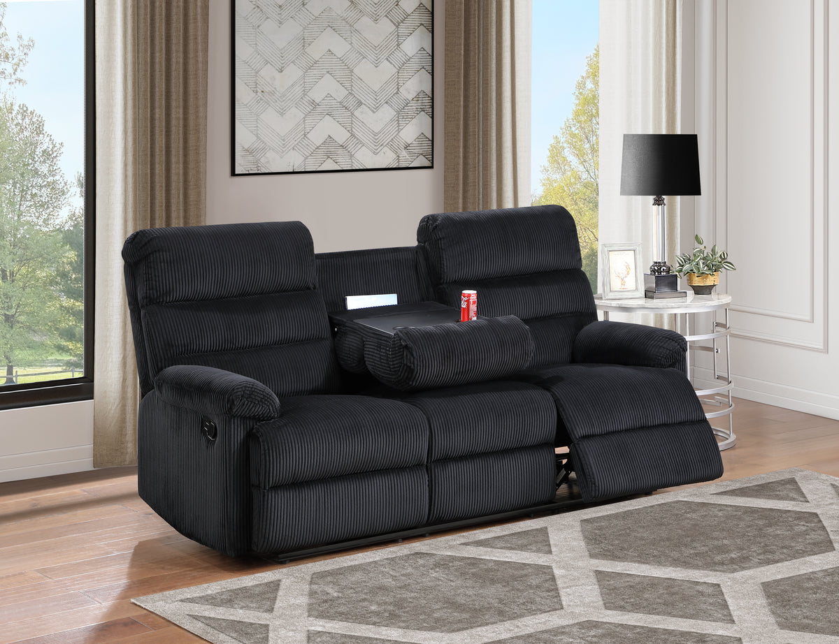 Black Reclining Sofa, 80 in Wide