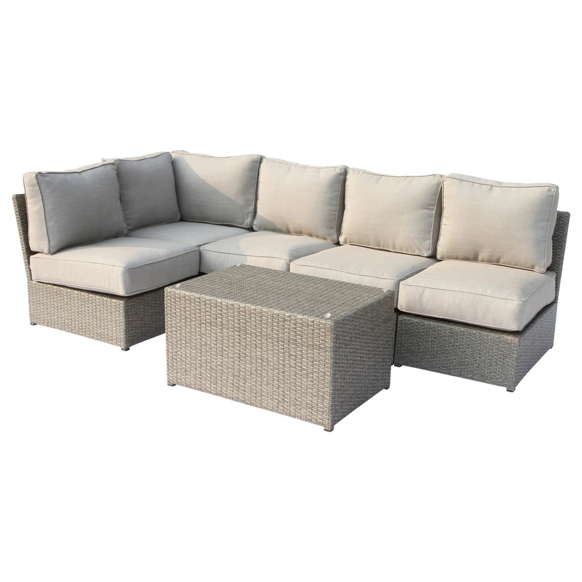 Wicker Patio Conversation Set for 4 with Cushions