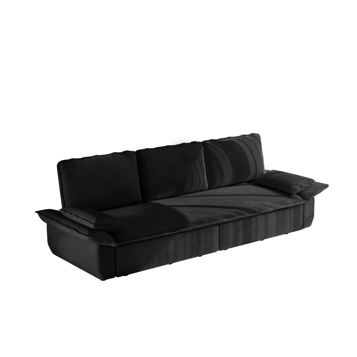 Black Corduroy 3-Seat King Sleeper Sofa, 94.5 in Wide