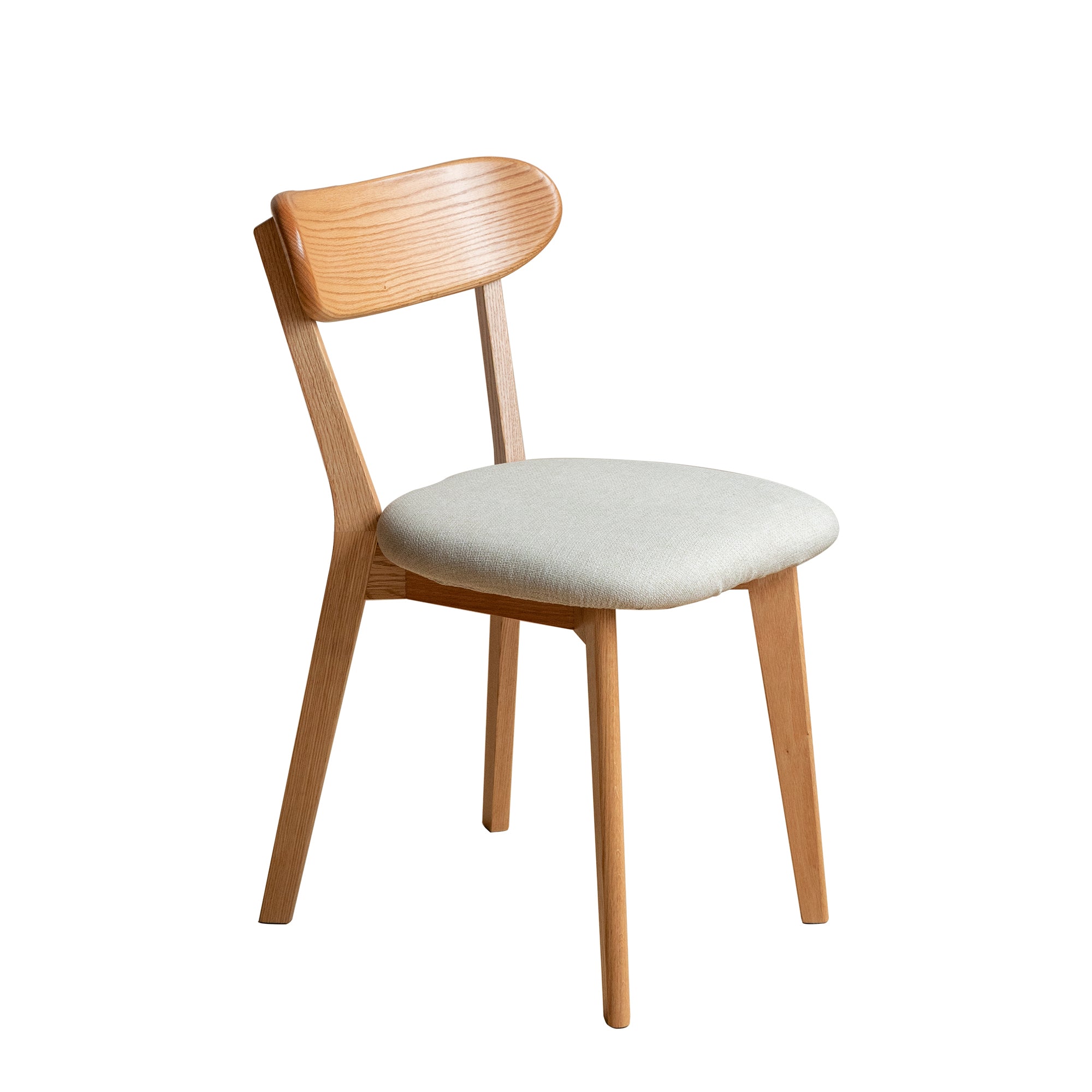 Solid Oak Dining Chair, Natural Finish with Cushioned Seat