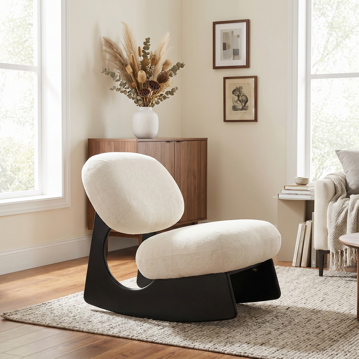 Off-White Chenille Rocking Chair, Nursery