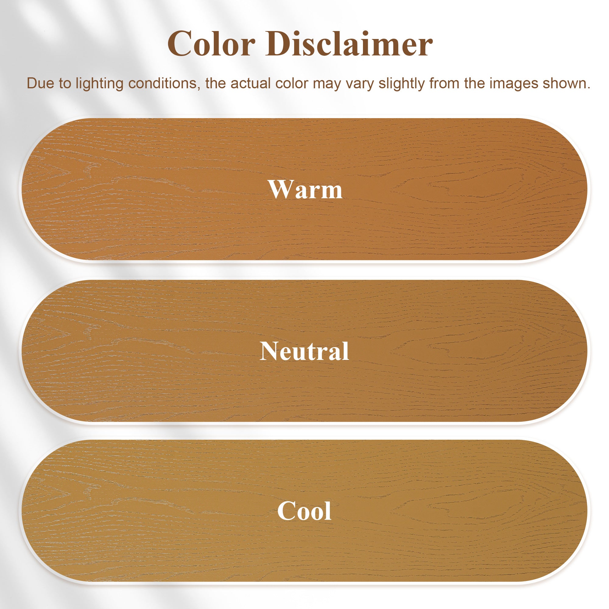 Feature graphic with warm, neutral and cool wood-tone color swatches