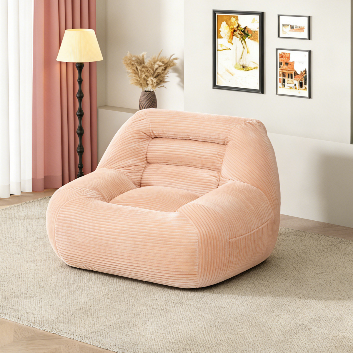 Pink Corduroy Bean Bag Sofa