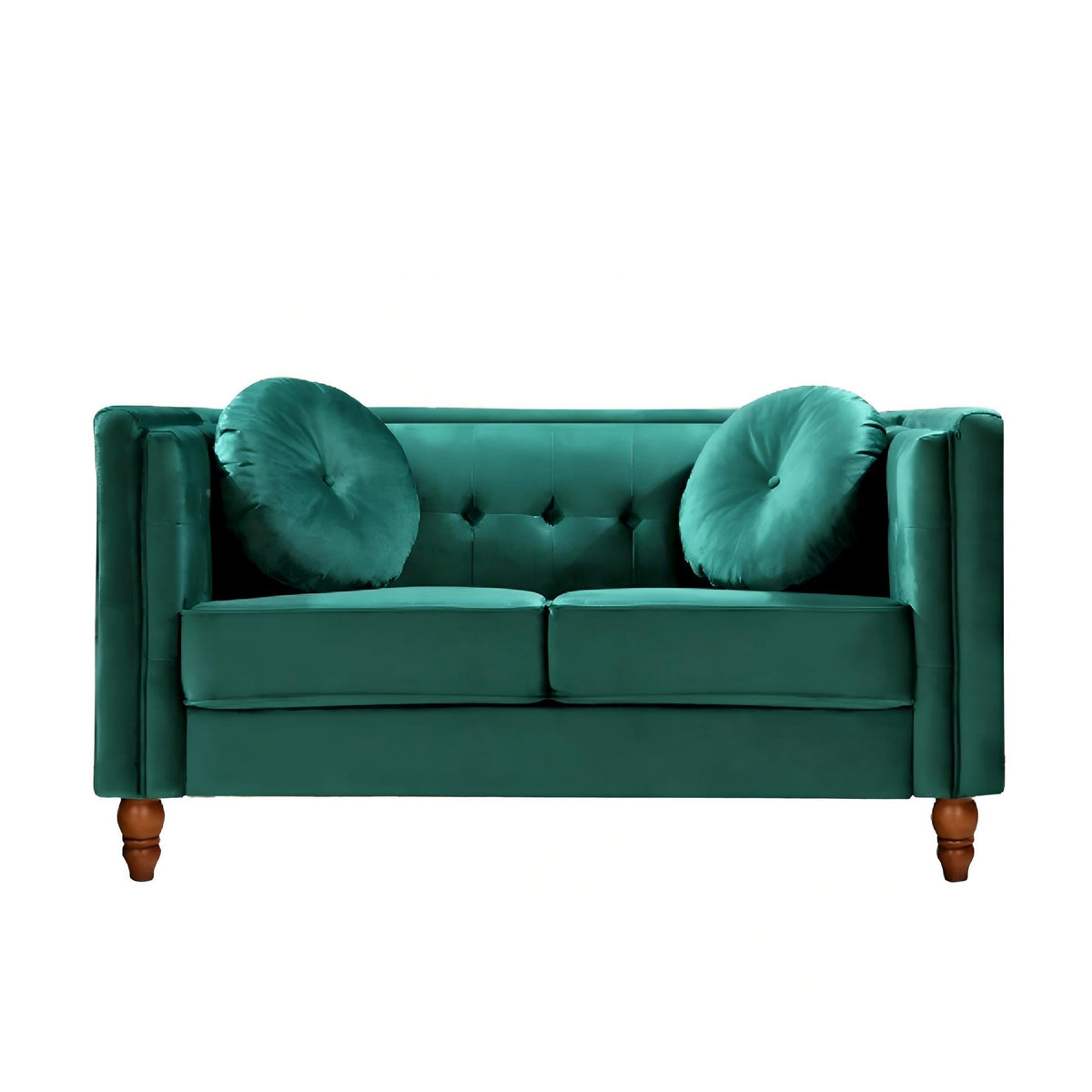 Green Velvet 2-Seat Chesterfield Sofa, 58.3 in Wide