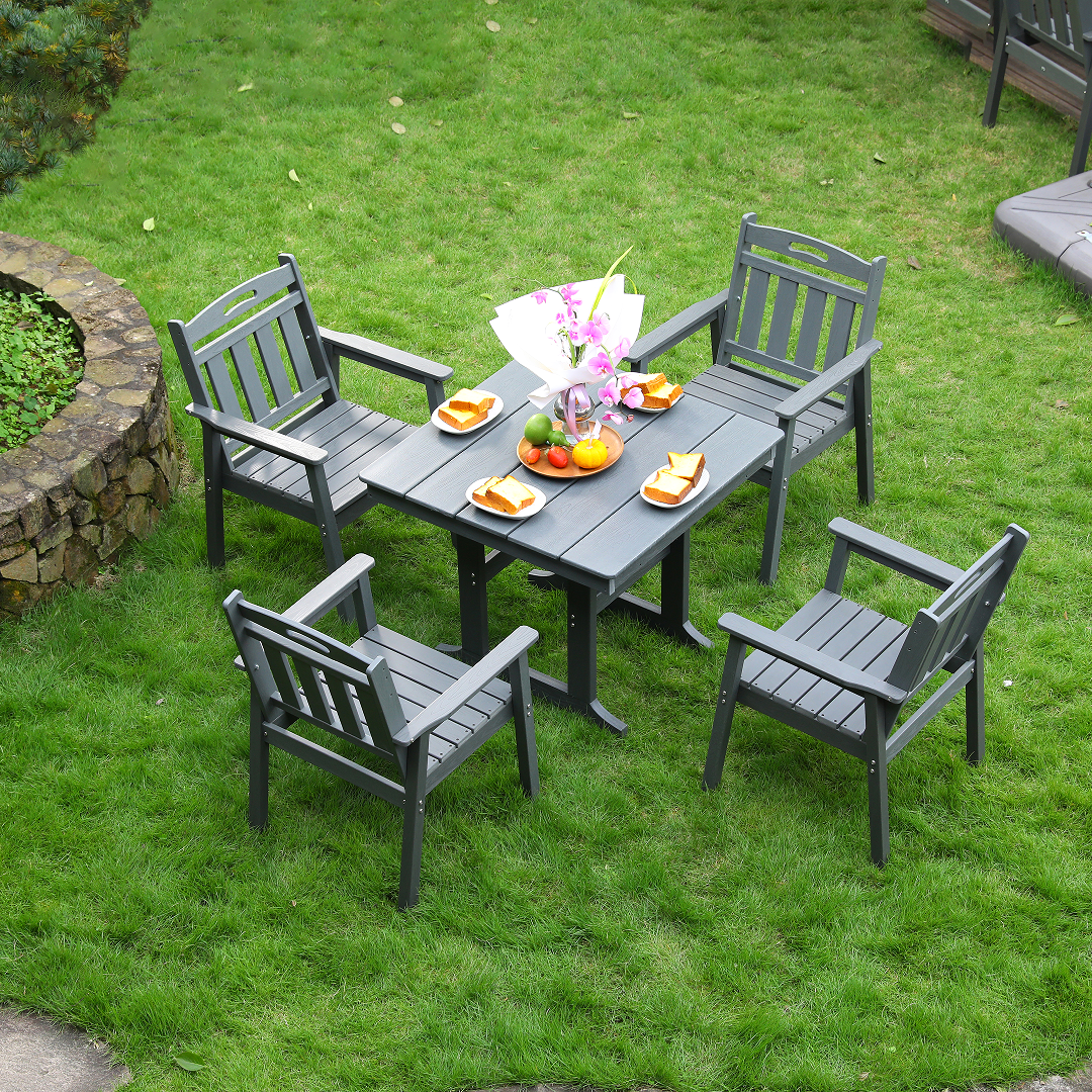 Gray HDPE 5-Piece Patio Dining Set for 4