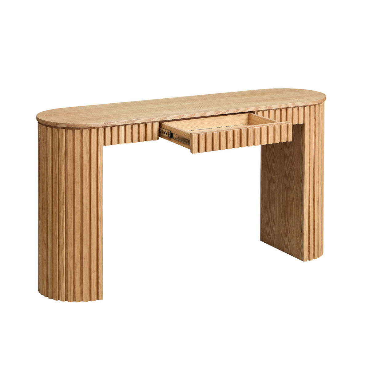 Natural Entryway Console Table with Storage, 59.1 in Wide