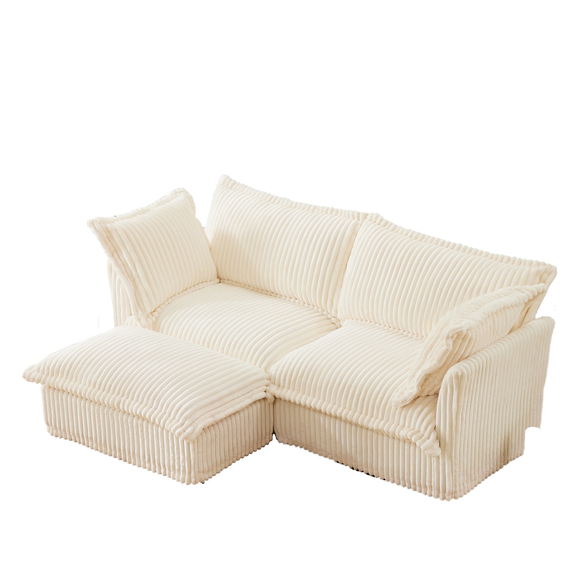 Fluffy 2-Seat Modular Sofa in Corduroy Cream #OttOnly_1 #Fabric_Corduroy Cream