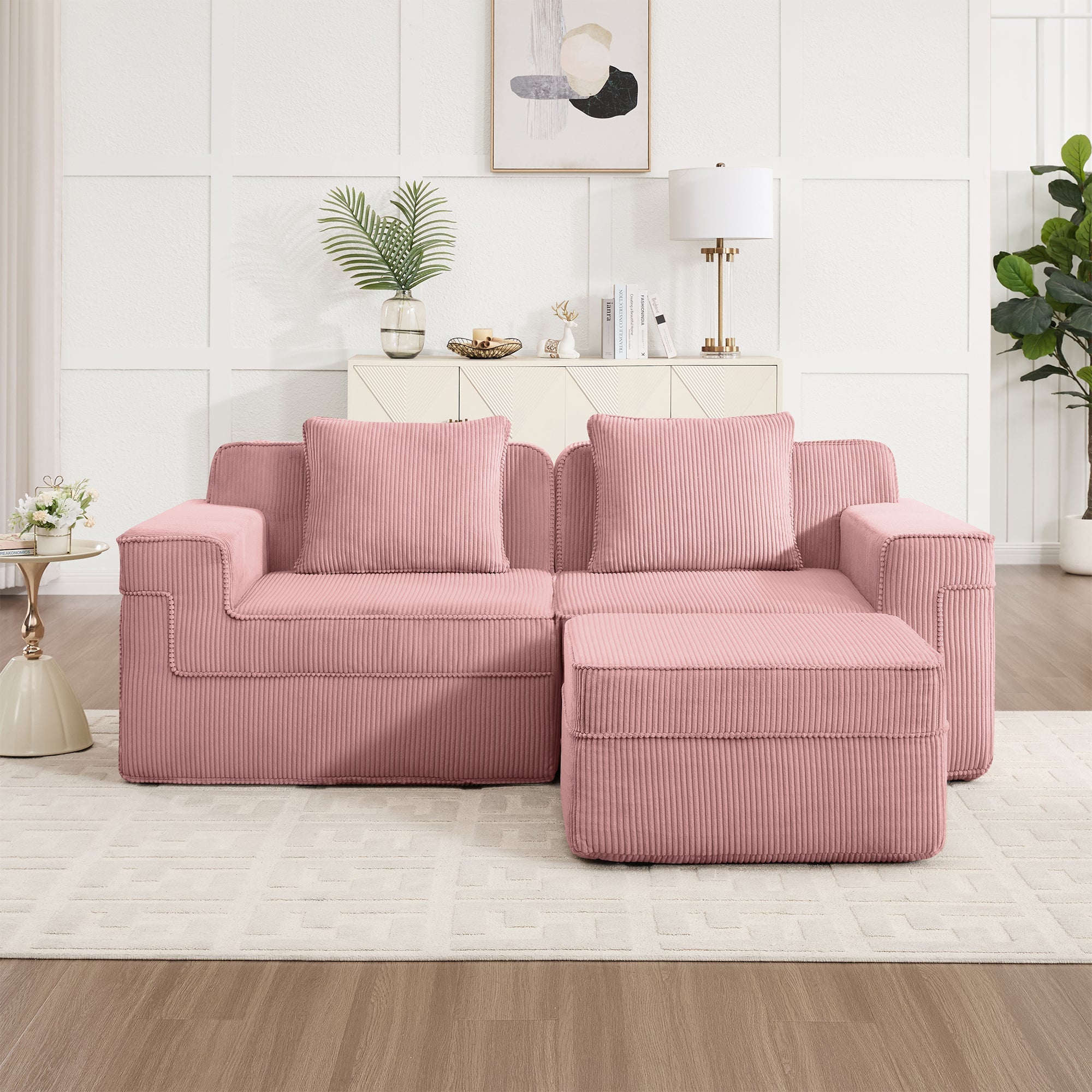 Hudson 2-Seat Boneless Couch in Pink #OttOnly_1 #Color_Pink
