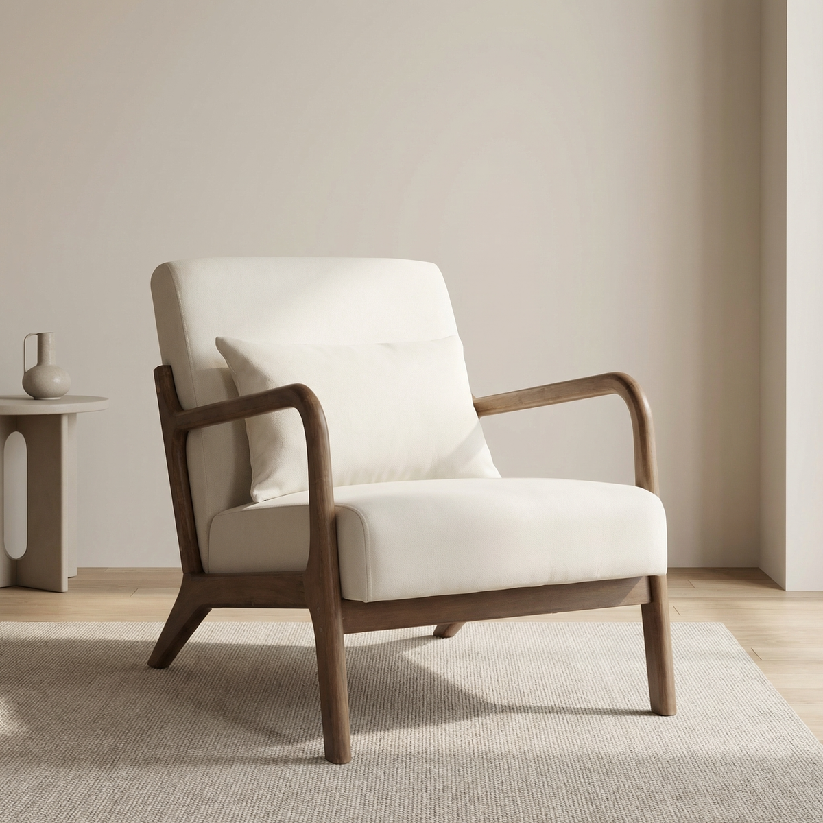White Linen Accent Chair
