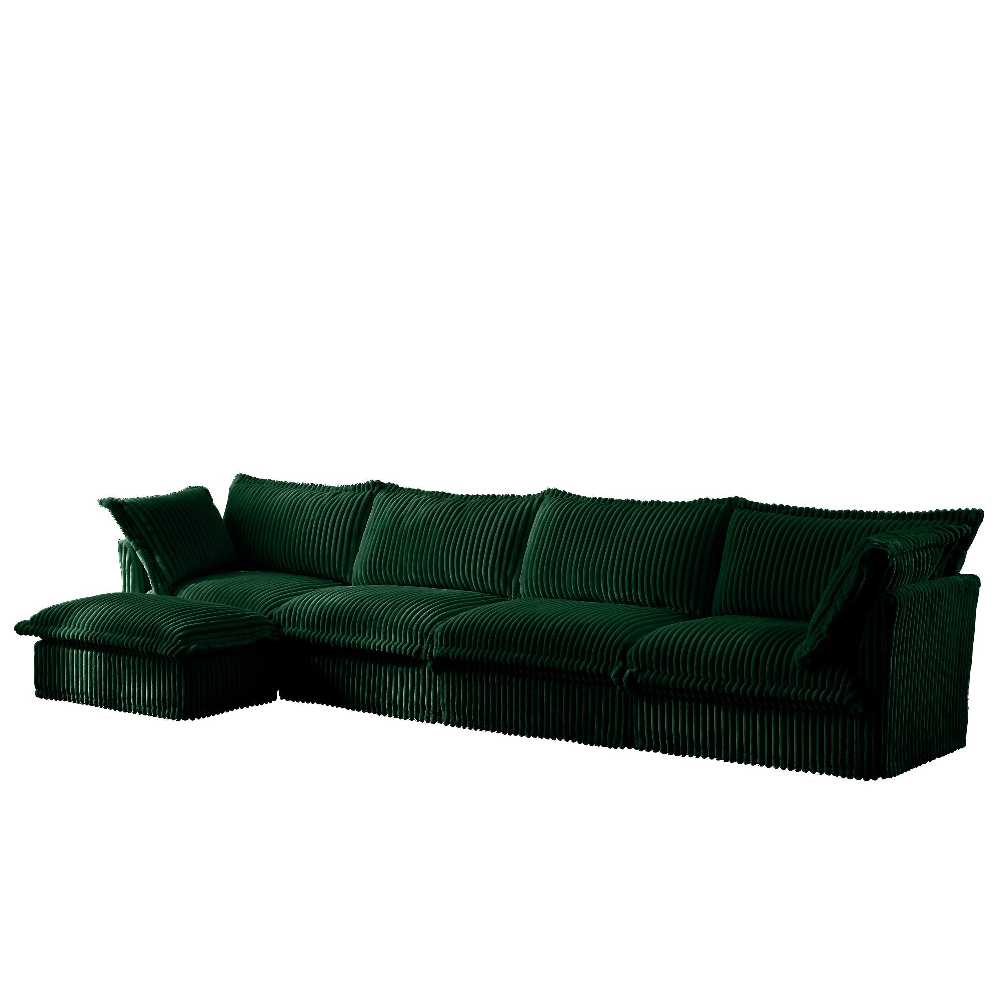 Fluffy 4-Seat Modular Sofa in Corduroy Emerald #OttOnly_1 #Fabric_Corduroy Emerald