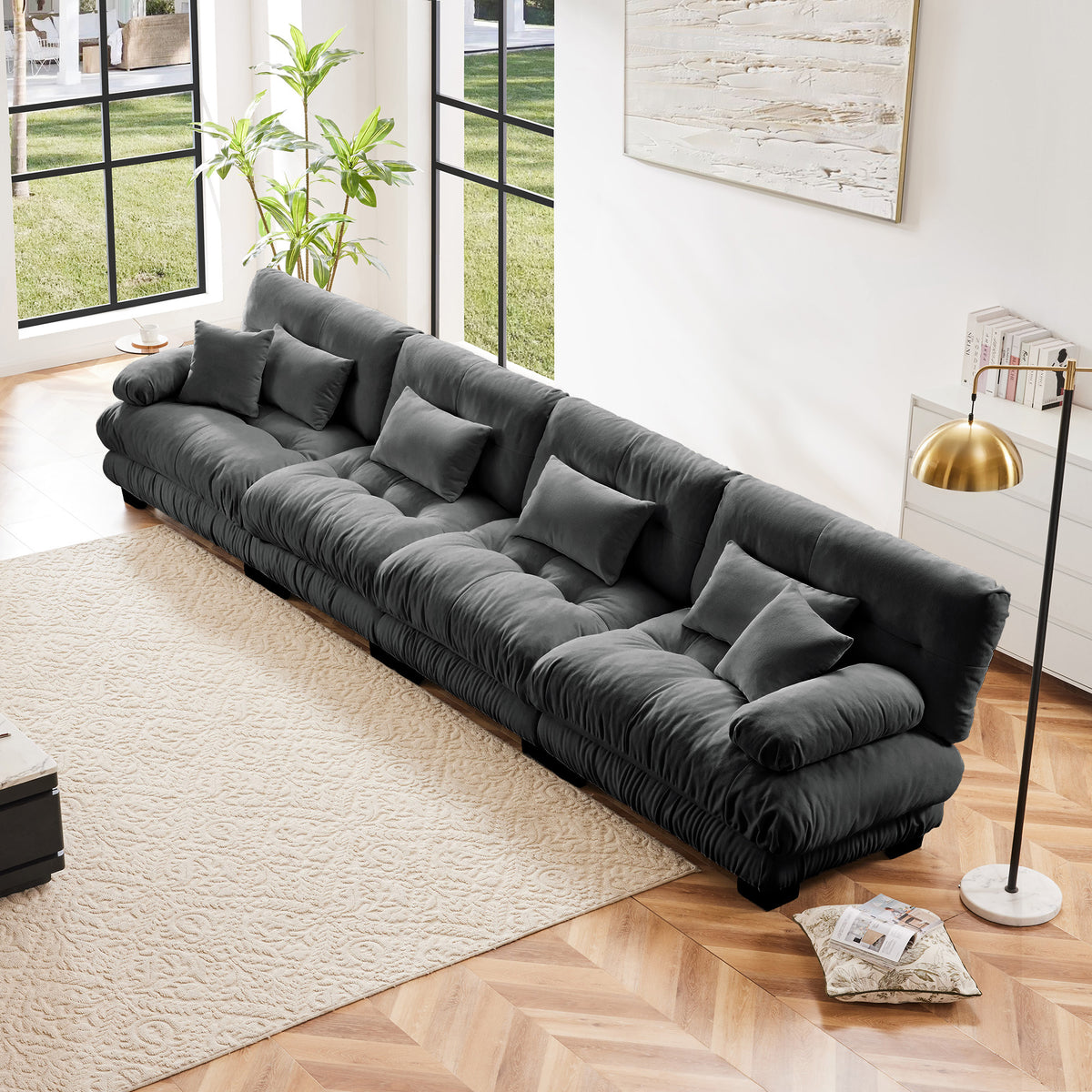 Gray Chenille Modular Sectional Couch