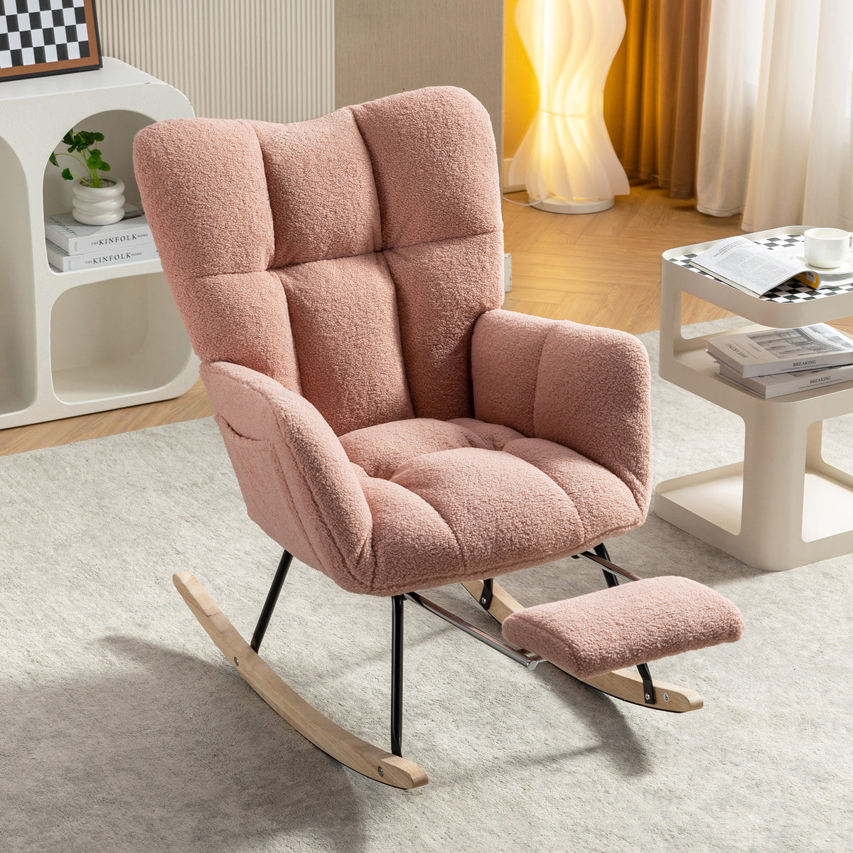 Pink Sherpa Rocking Chair, Nursery
