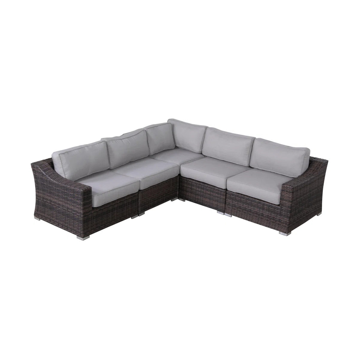 Brown Wicker Outdoor Sectional for 4 with Cushions