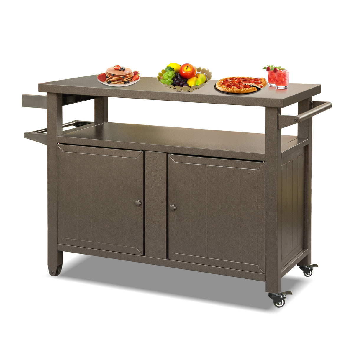 Brown Grill Cart with Wheels