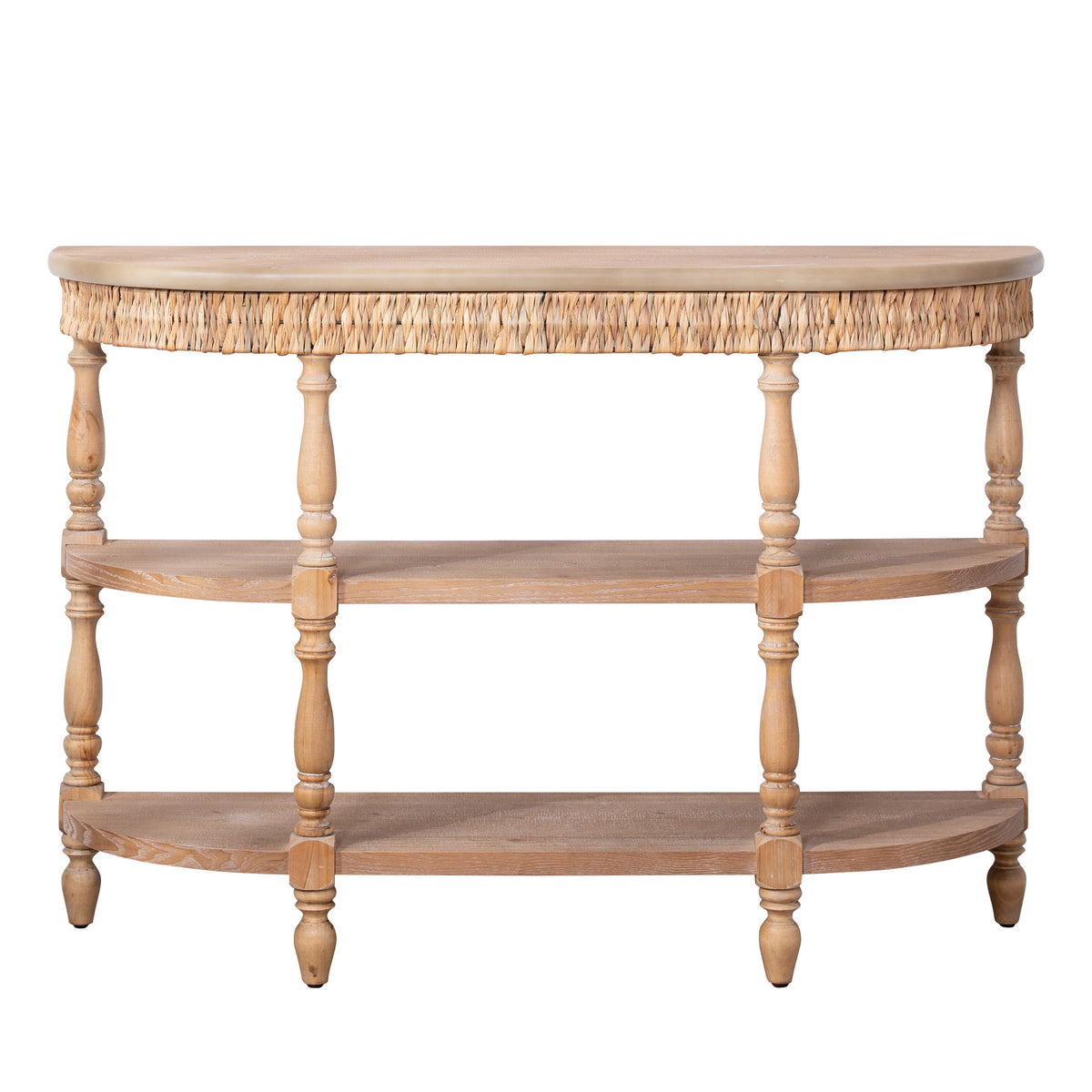 Natural Oval Entryway Console Table with Storage, 49 in Wide