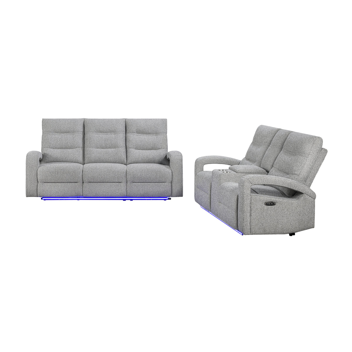 Gray Power Reclining Sofa and Loveseat Set