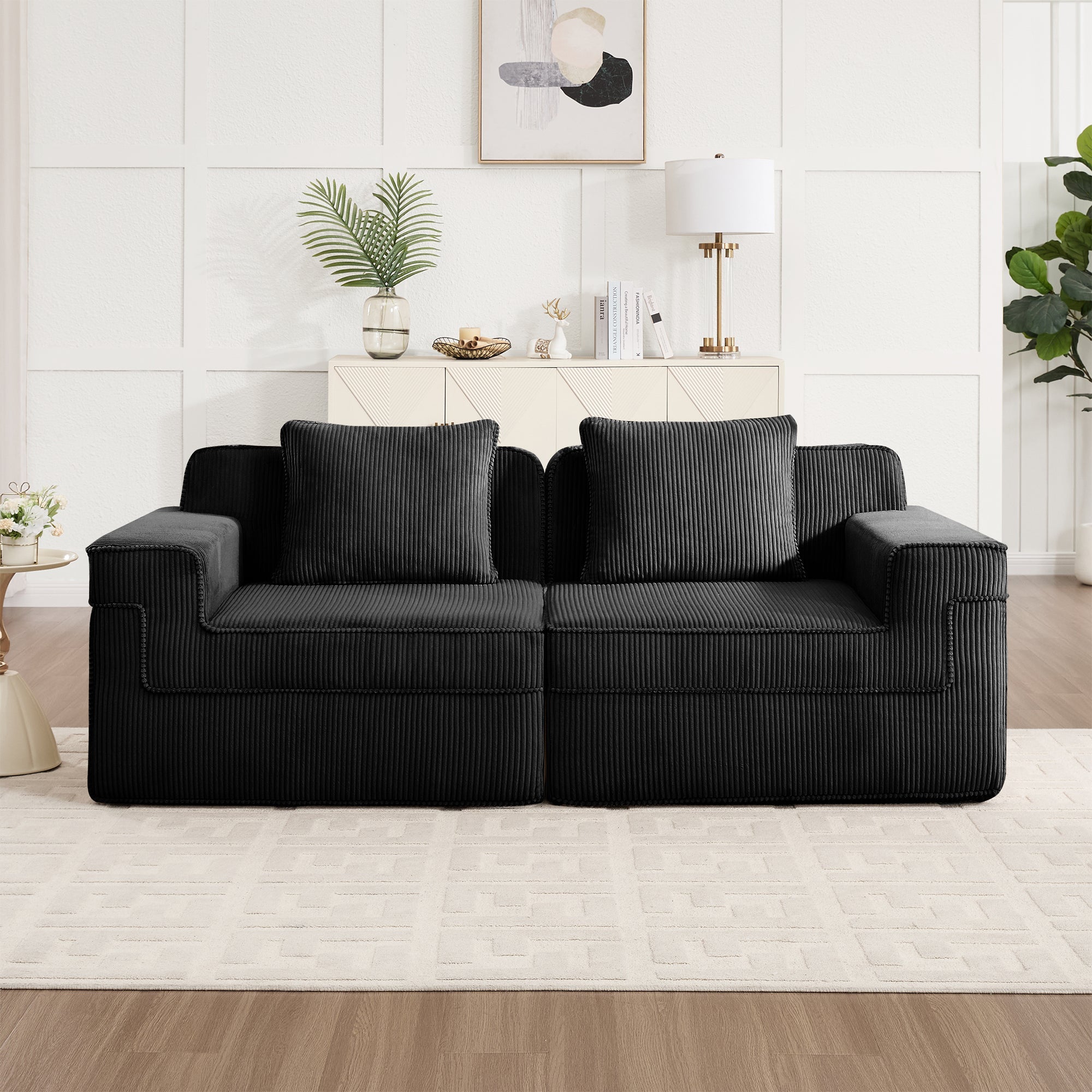 Hudson 2-Seat Boneless Couch in Black #OttOnly_0 #Color_Black