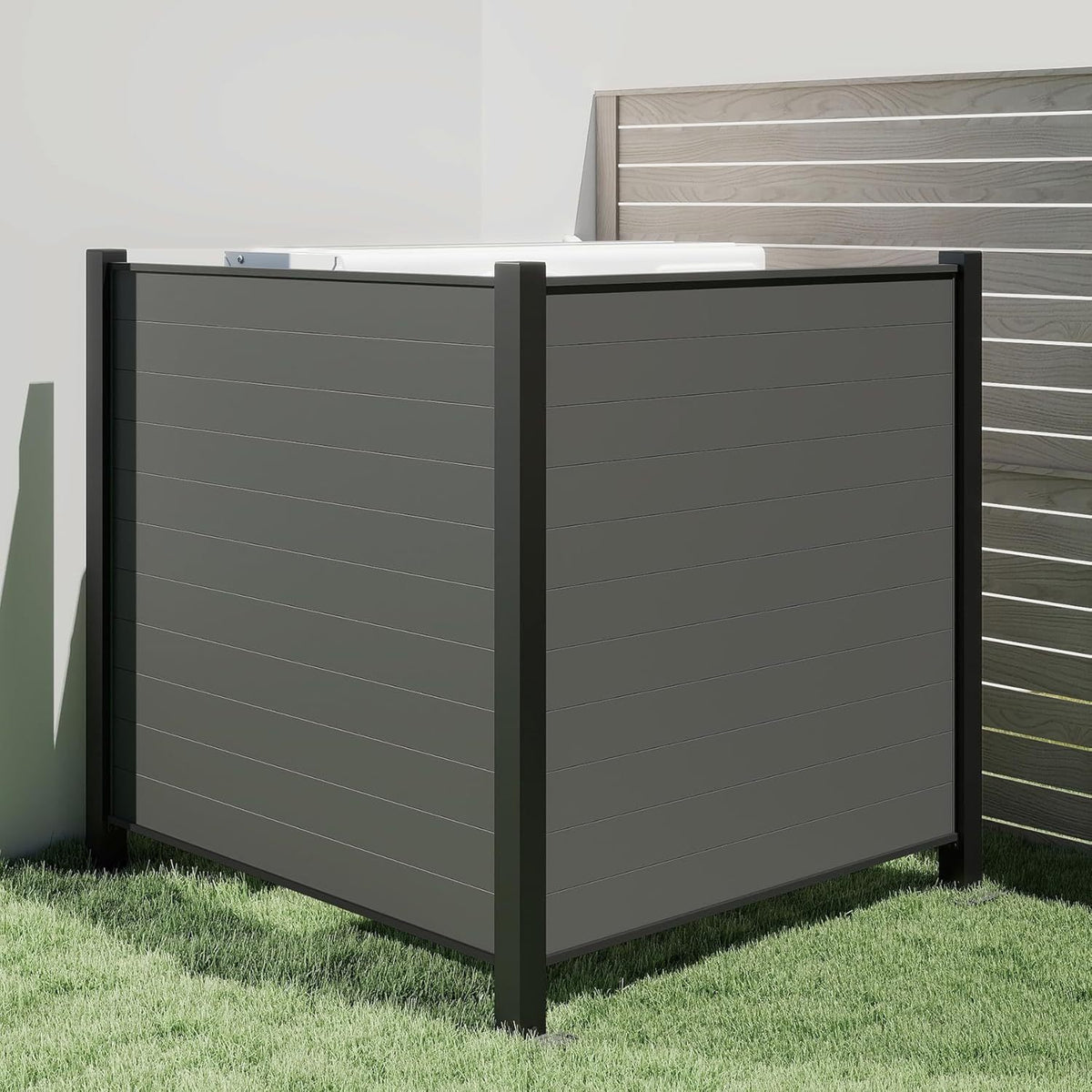Black Metal 2-Panel Outdoor Privacy Screen