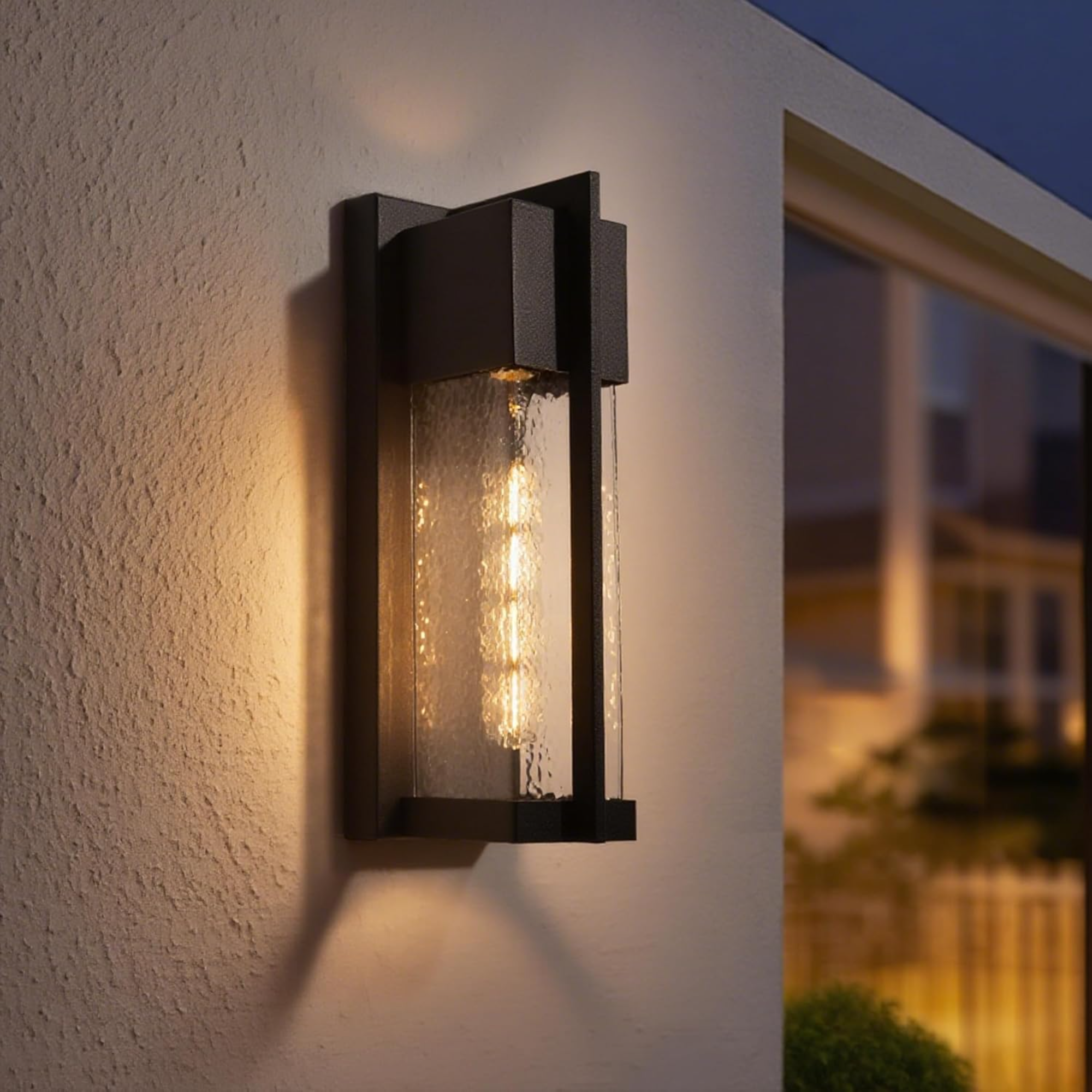 Outdoor Wall Sconce with Dimmable Dusk-to-Dawn Sensor, Black