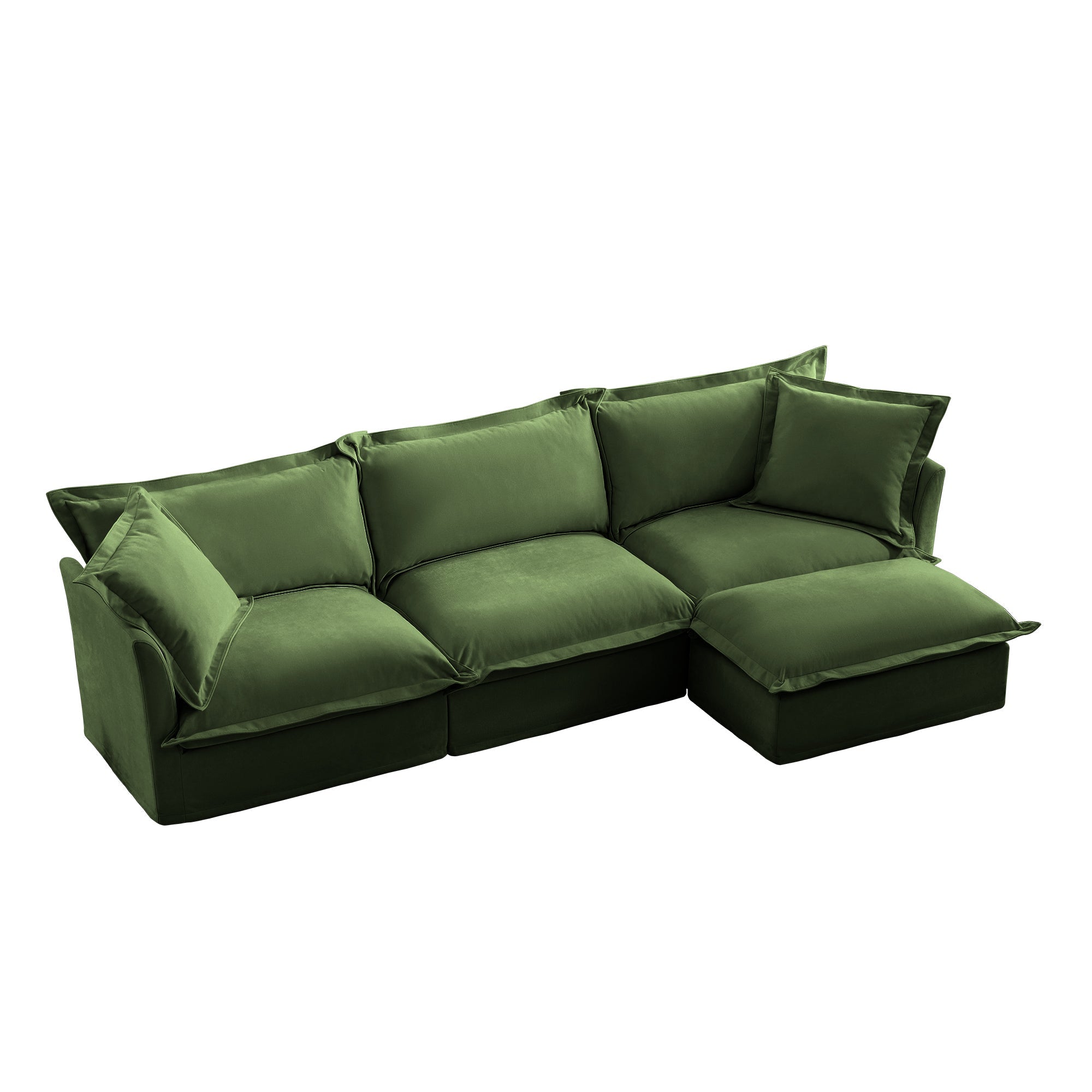 Fluffy 3-Seat Modular Sofa in Chenille Olive #OttOnly_1 #Fabric_Chenille Olive