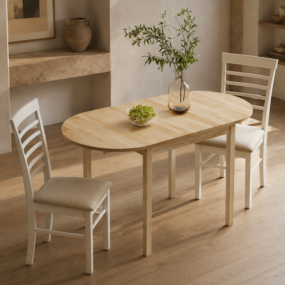 Pine Folding Drop-Leaf Dining Table, Natural - Seats 4 to 6