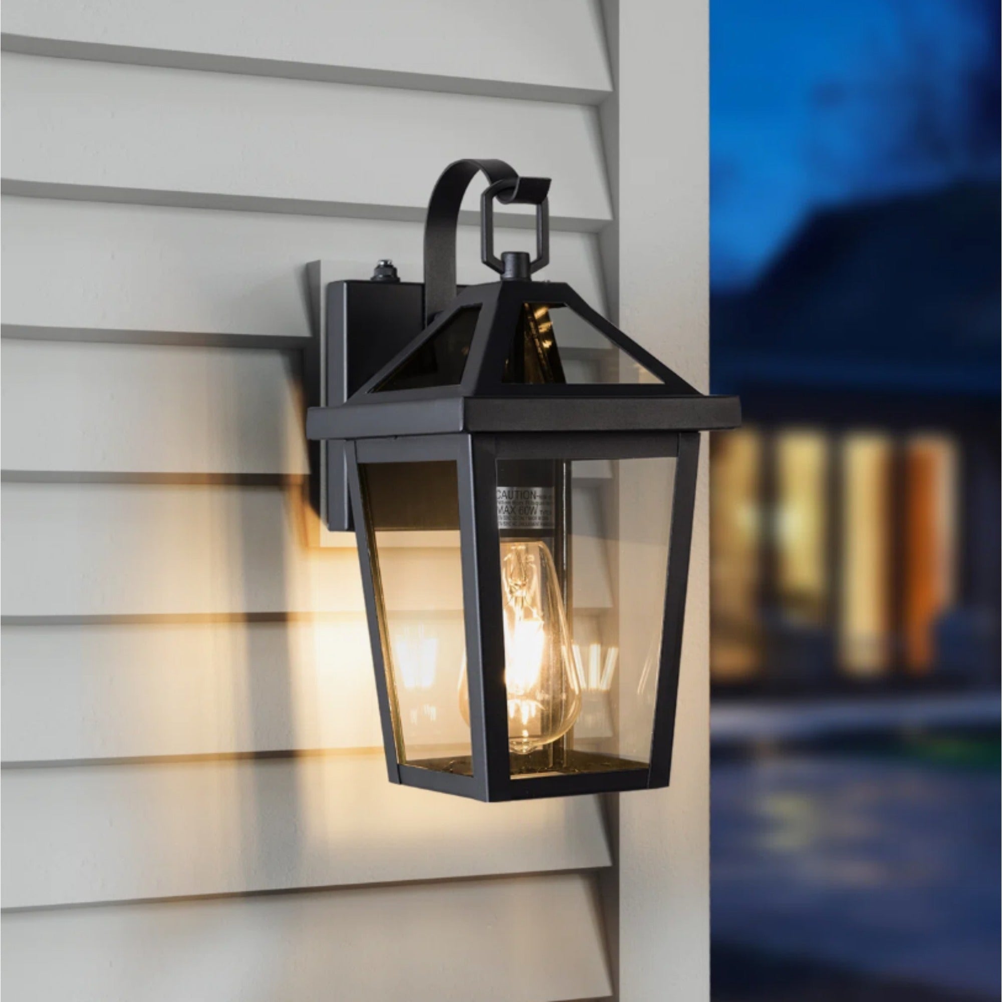 Outdoor Wall Sconce with Dusk-to-Dawn Sensor, Lightweight, Black