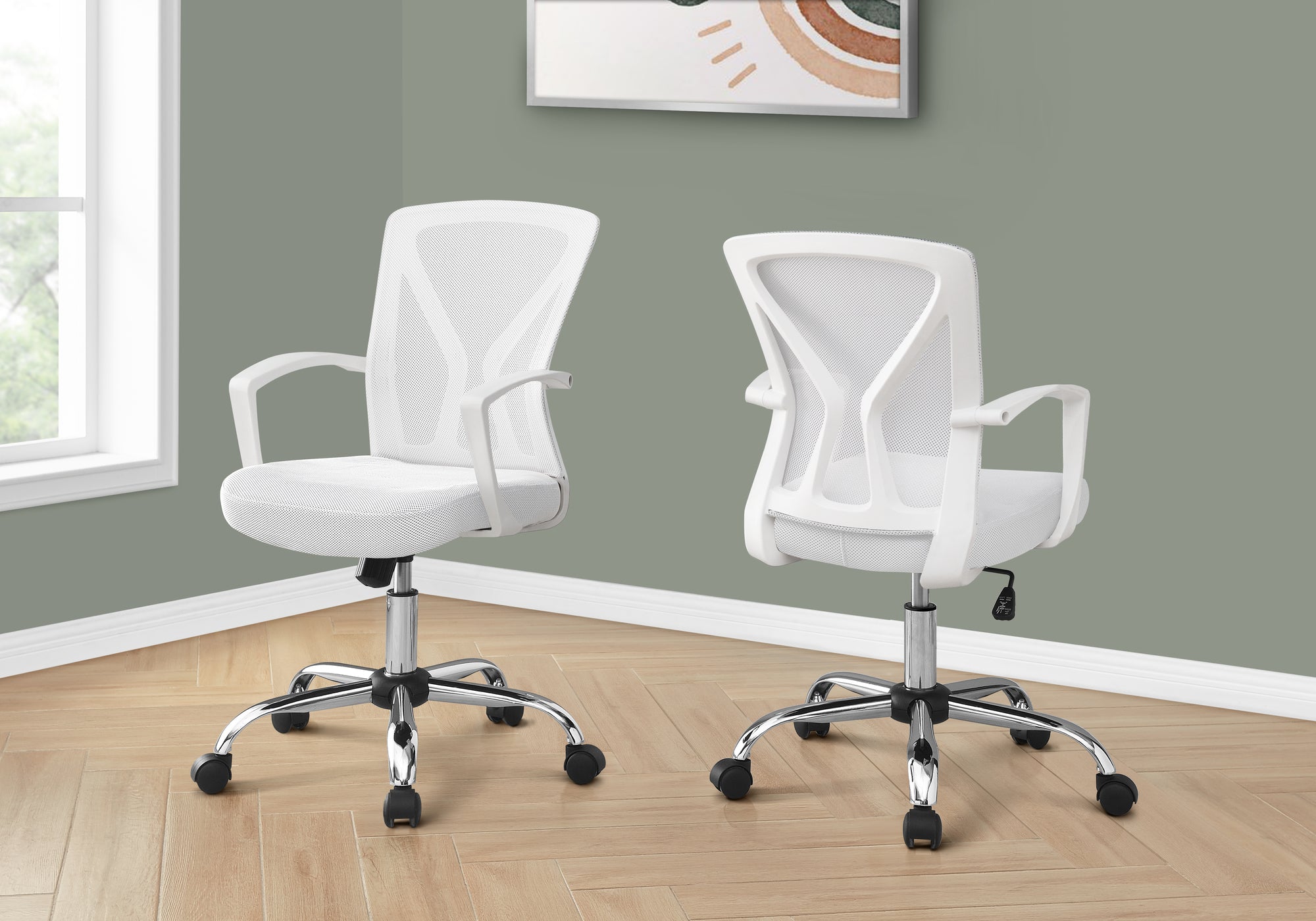 Ergonomic Contemporary Computer Desk with Lock, 24.5 in, White