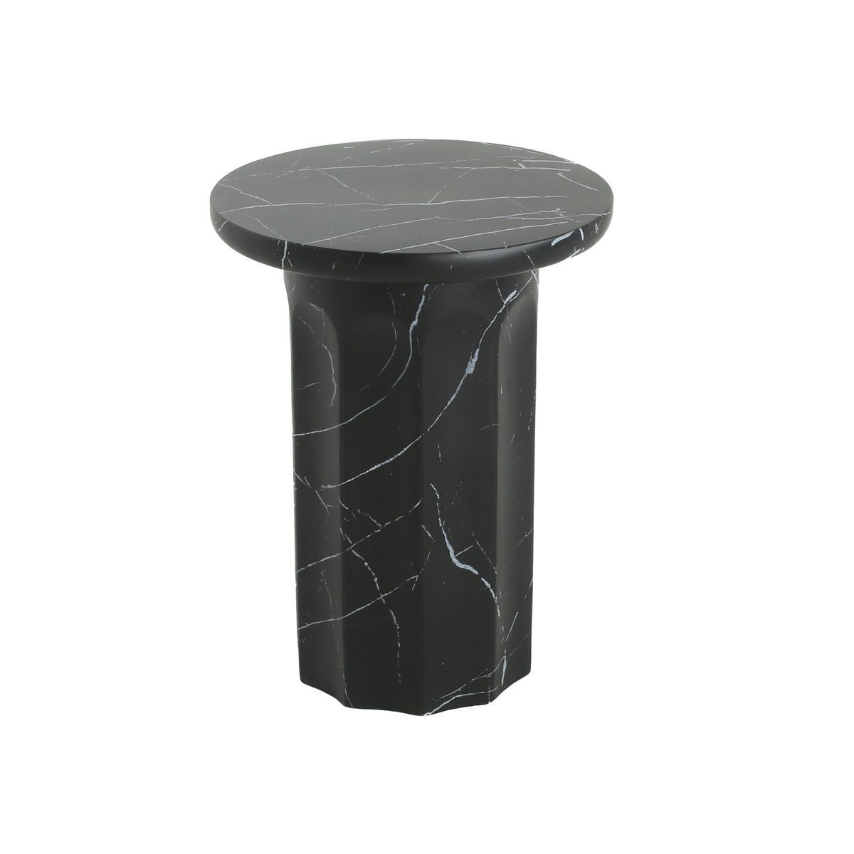 Black Concrete Outdoor Side Table, 21.3 in Tall
