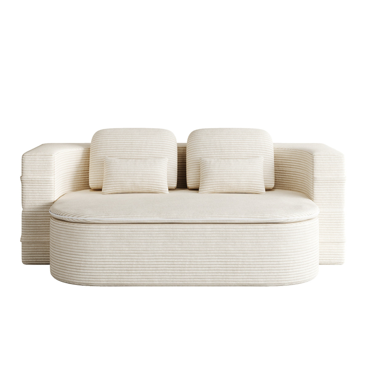 Beige Corduroy 2-Seat Sleeper Sofa, 75 in Wide