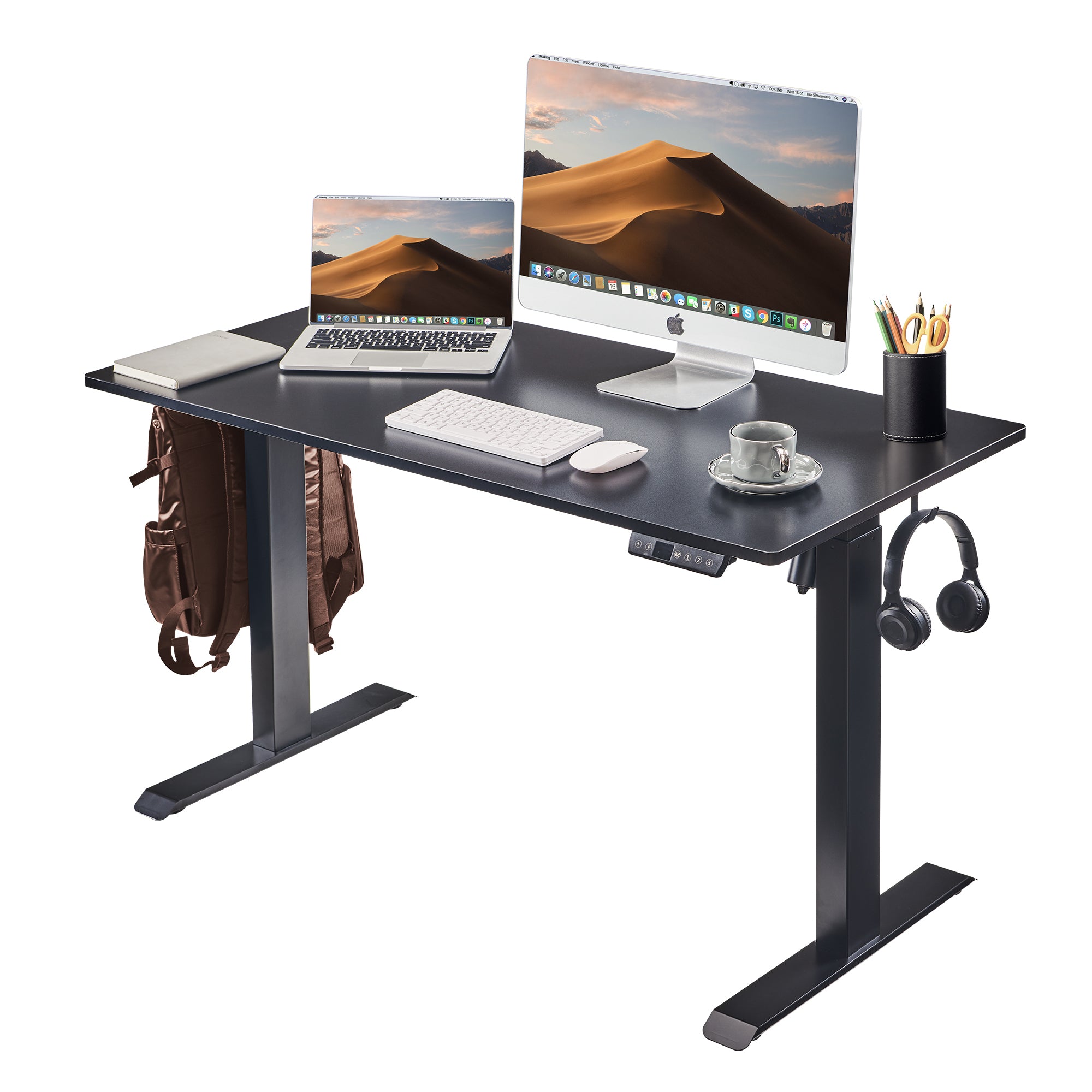 Height Adjustable Standing Desk, 48 in, Black