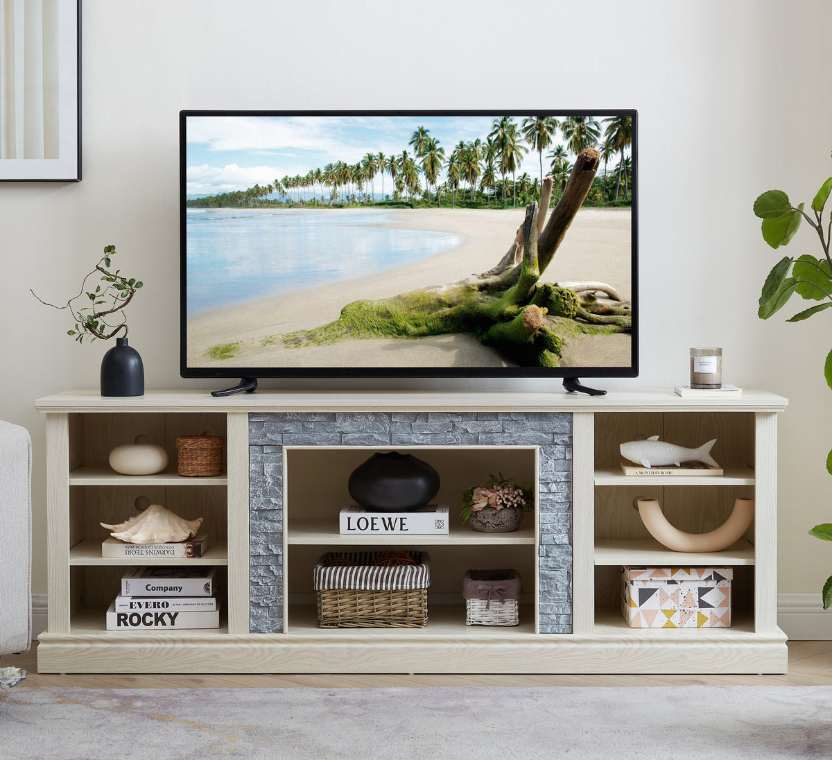 White TV Stand, 70.1 in Wide