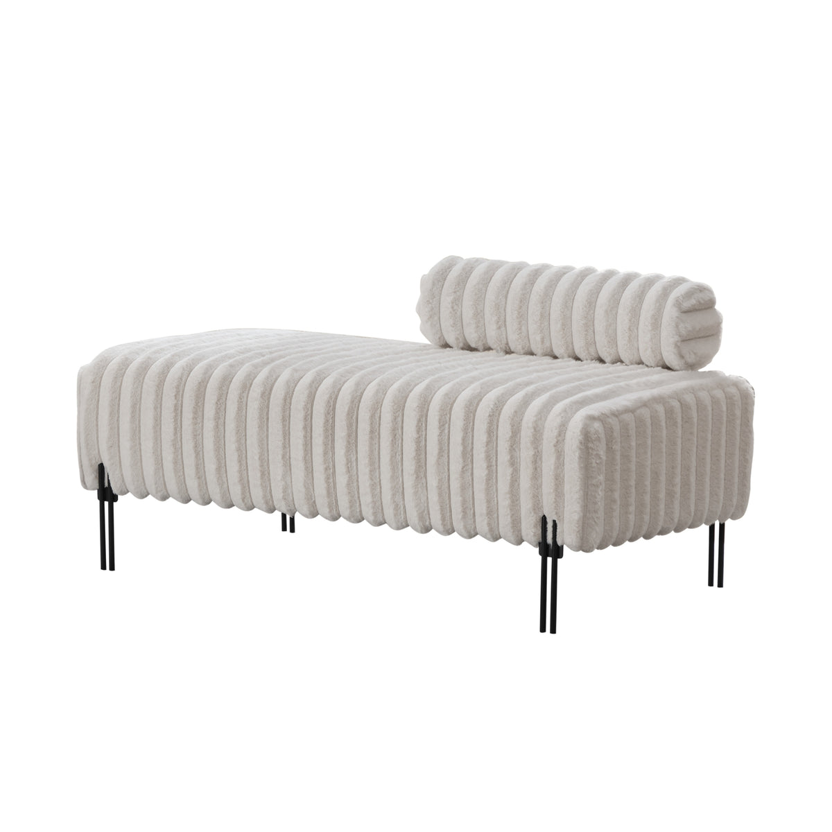 Beige Faux Fur Loveseat, 49.6 in Wide