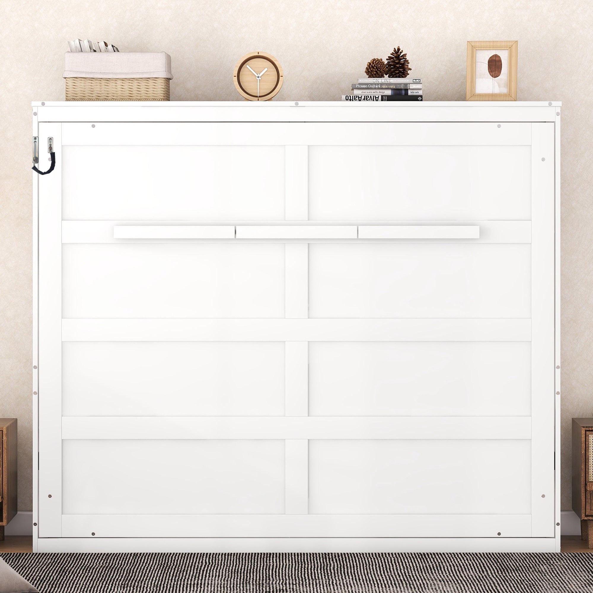 Queen Size Murphy Bed Cabinet, White