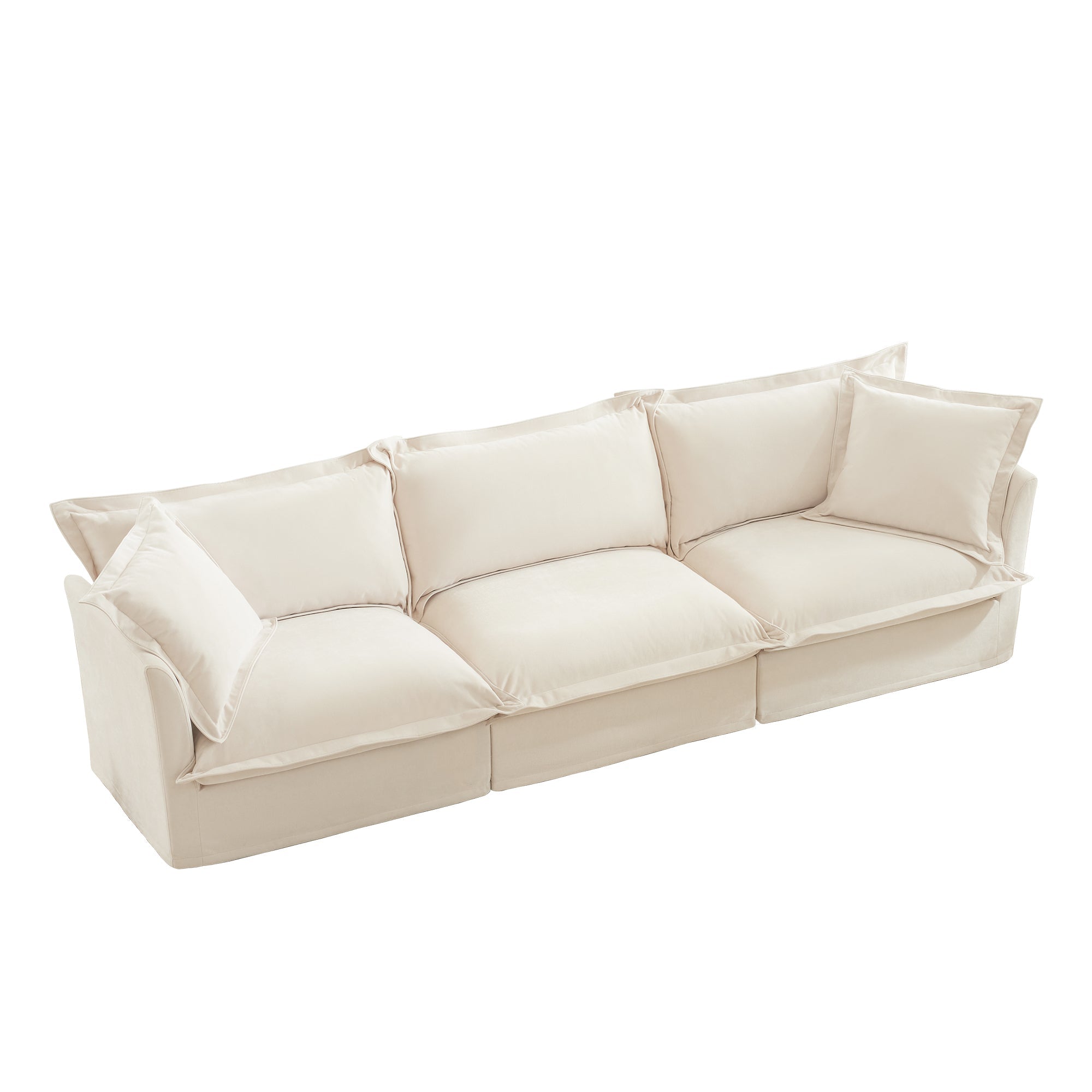 Fluffy 3-Seat Modular Sofa in Chenille Cream #OttOnly_0 #Fabric_Chenille Cream