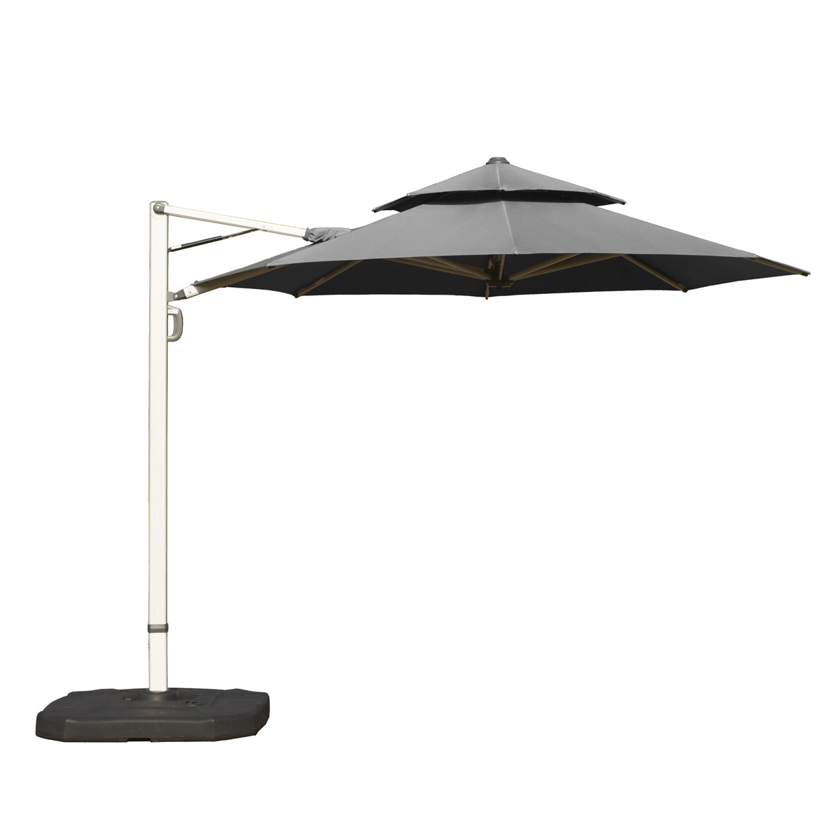 Gray Aluminum Cantilever Patio Umbrella, Round