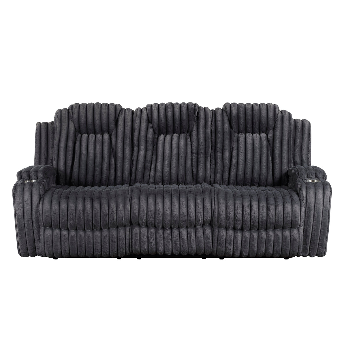 Dark Gray Corduroy Reclining Sofa, 84.5 in Wide
