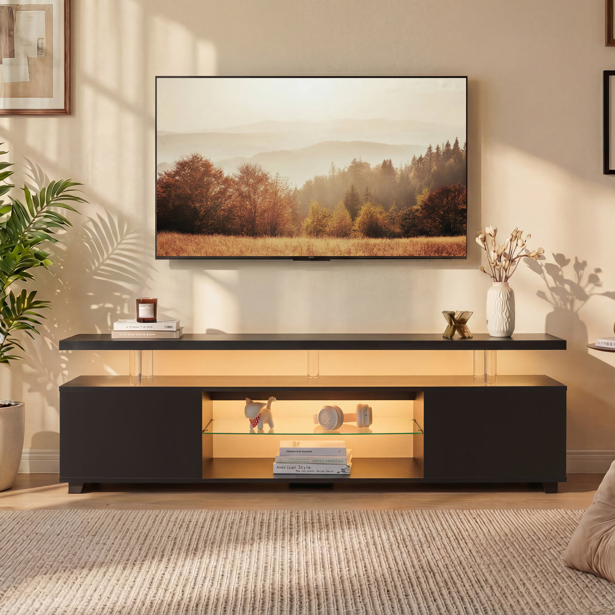 Black Entertainment Center for TVs up to 70 in, 63 in Wide