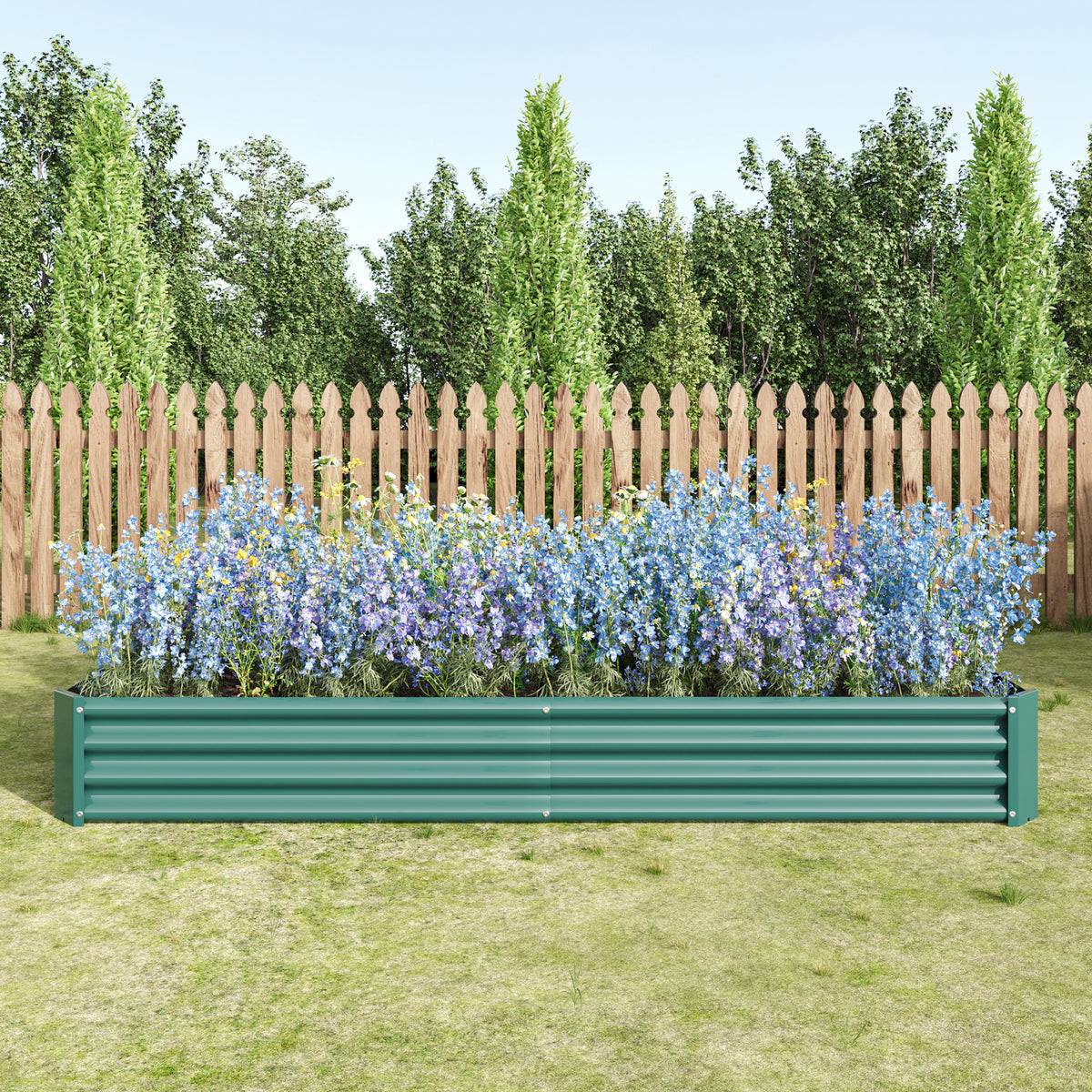 Green Metal Raised Garden Bed, 11.8 in Tall