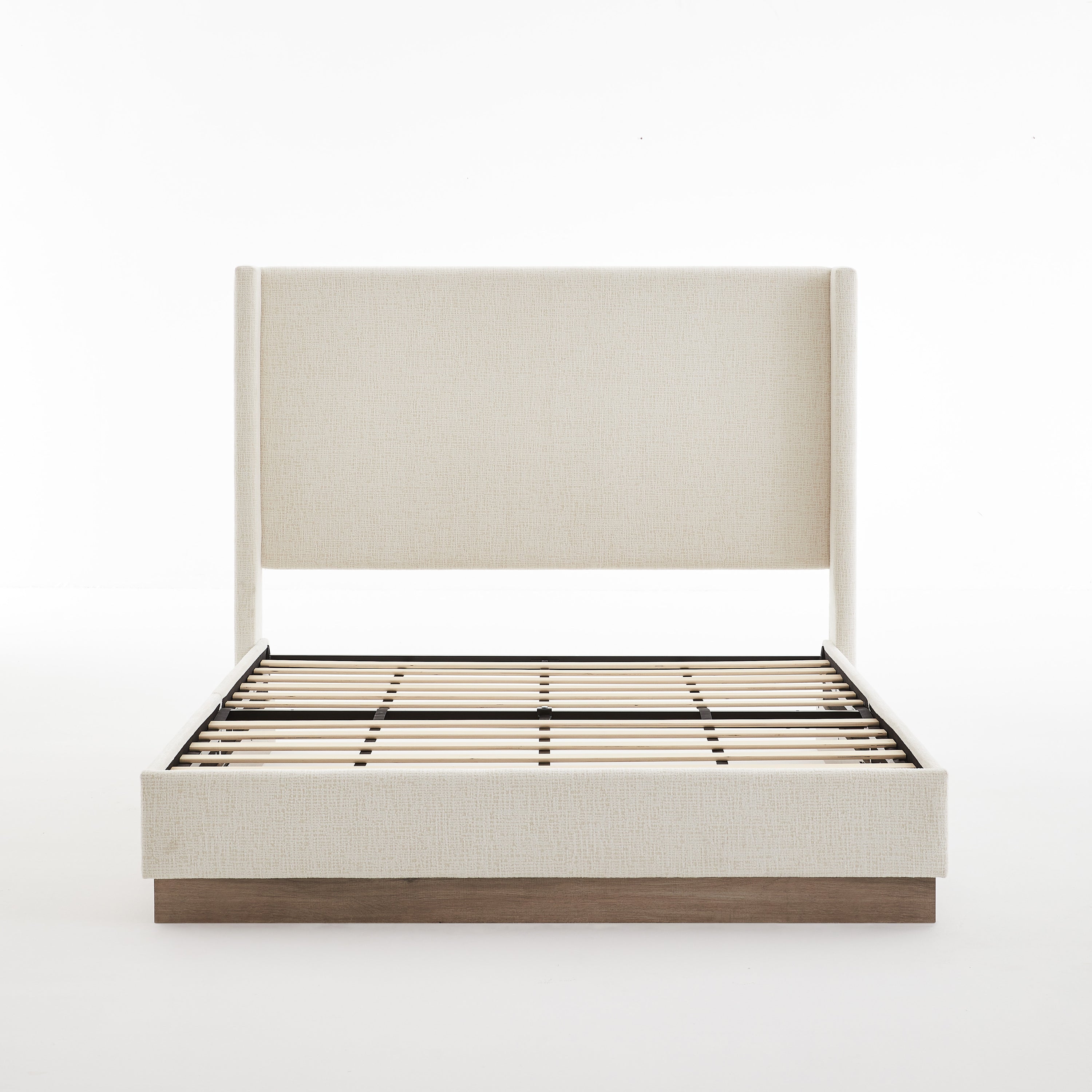 Boucle Wingback Headboard Bed, King, Oat