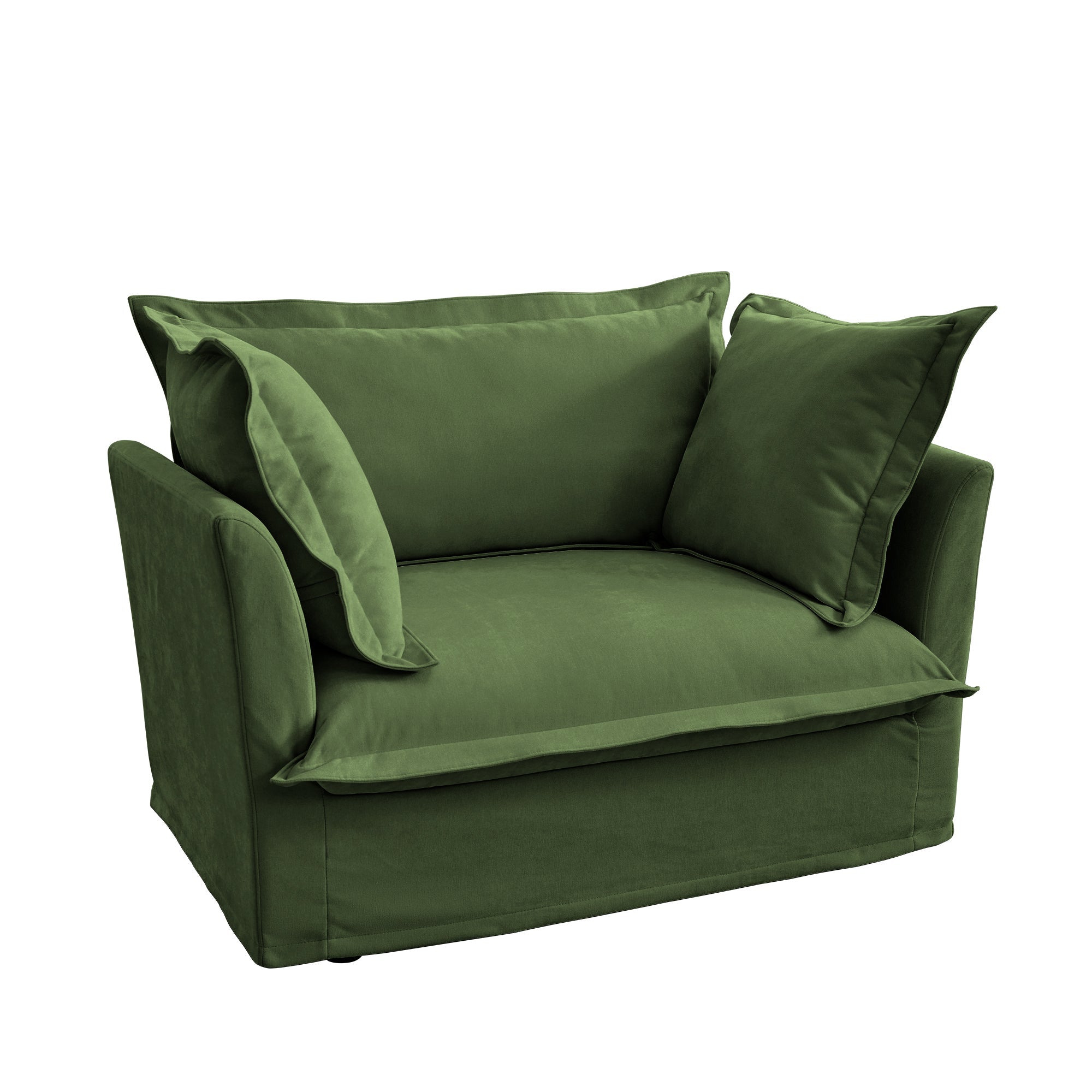 Fluffy Lounge Chair in Chenille Olive #Fabric_Chenille Olive