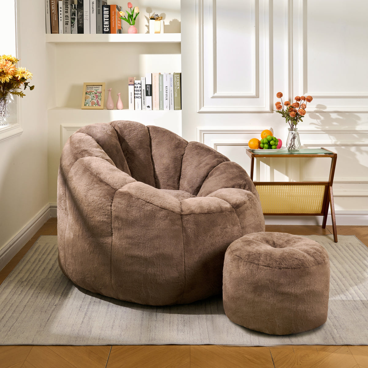 Brown Faux Fur Bean Bag Chair