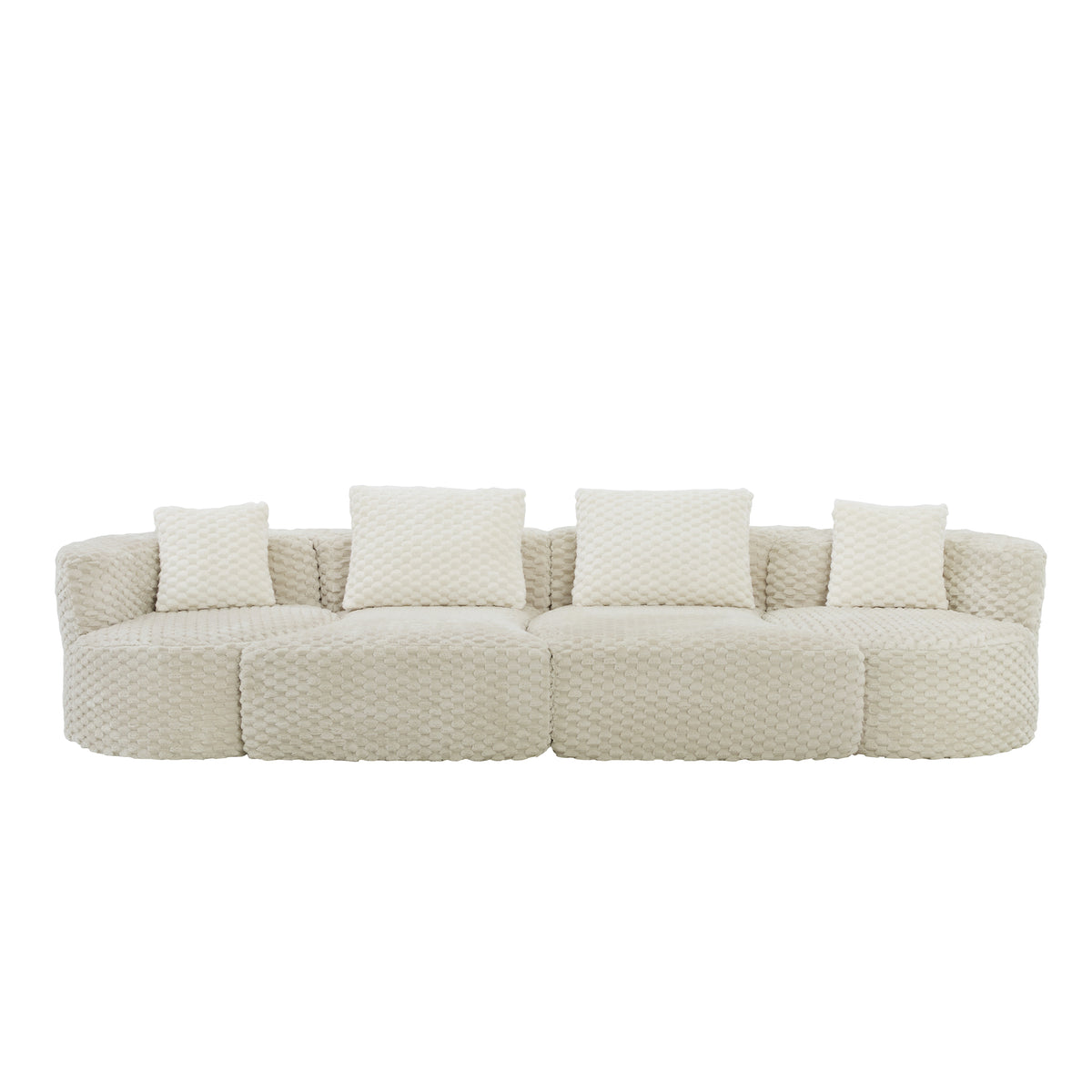 Gray Velvet Modular Sectional Couch, 137.8 in Wide