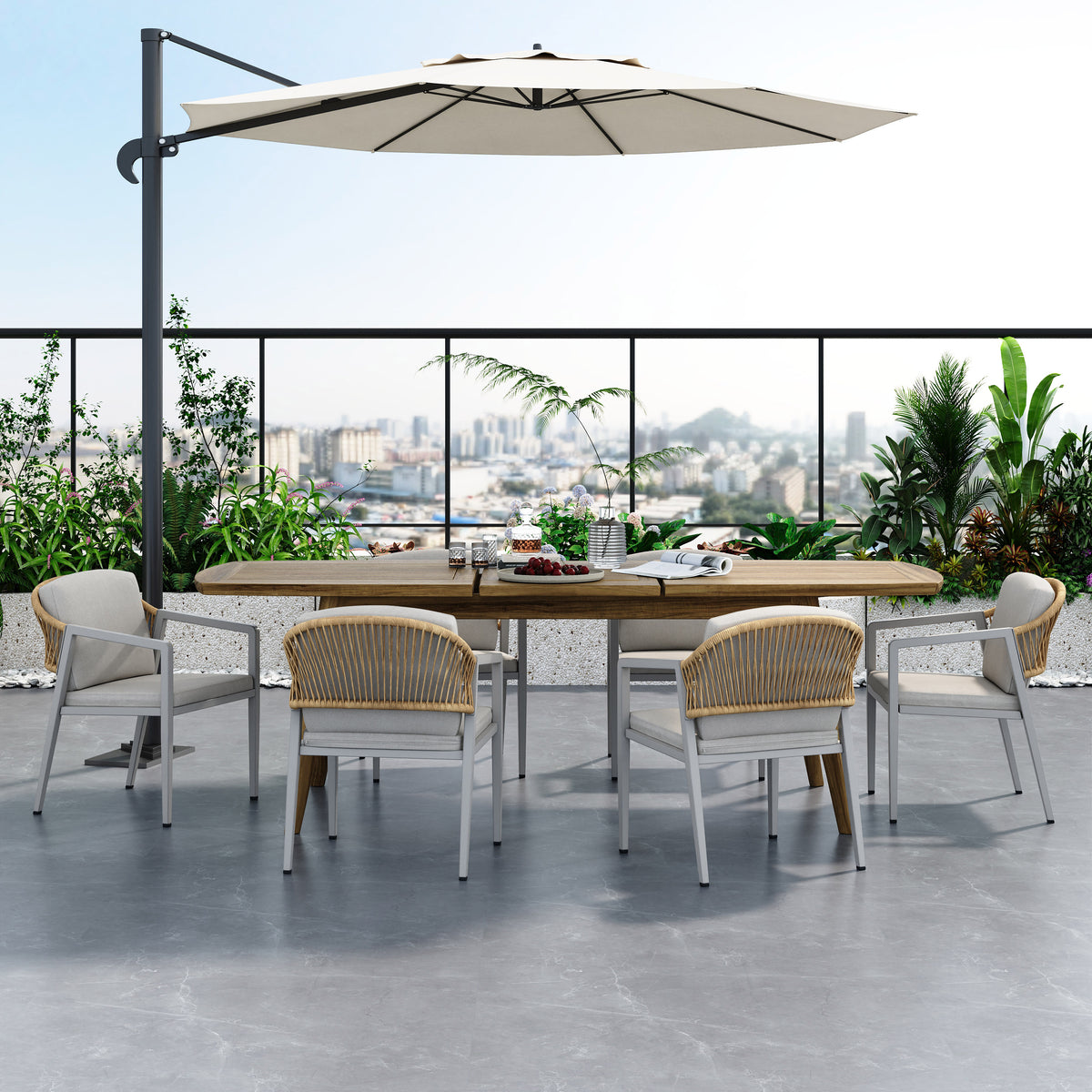 7-Piece Patio Dining Set for 6 with Cushions