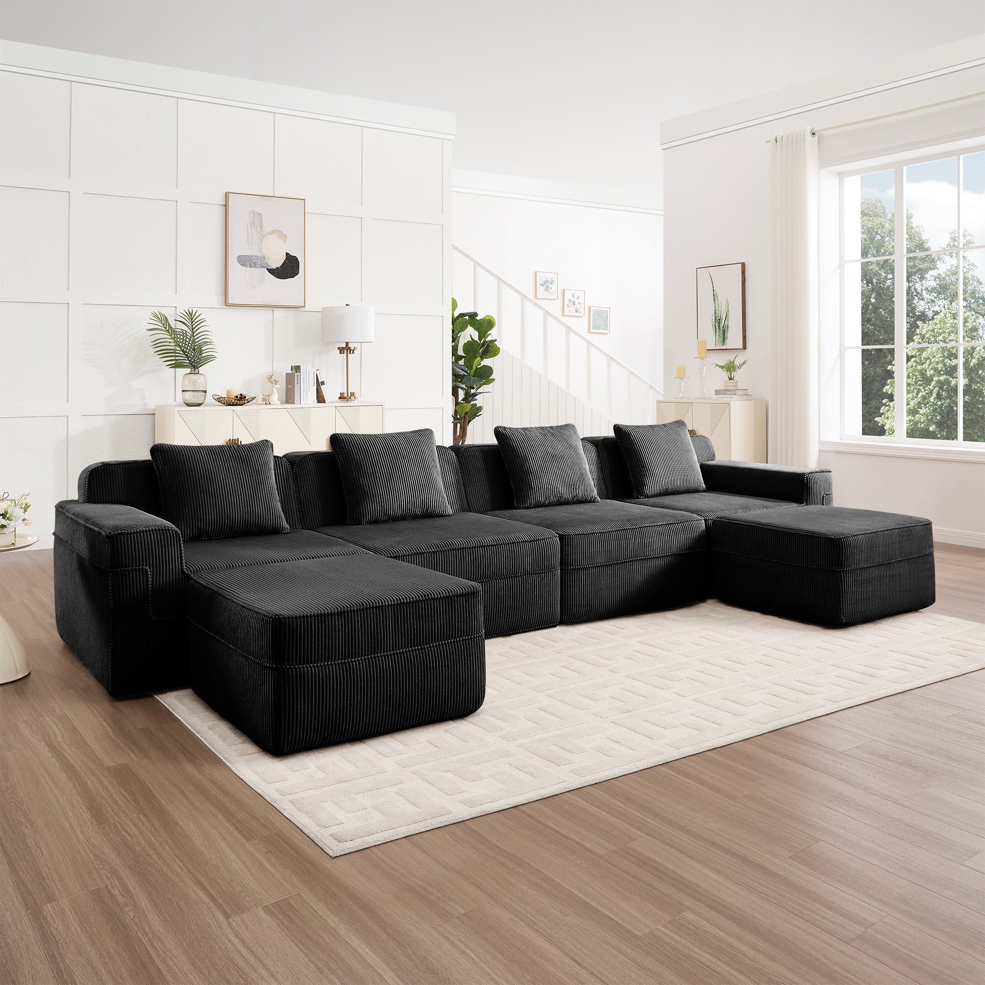 Hudson 4-Seat Boneless Couch in Black #OttOnly_2 #Color_Black