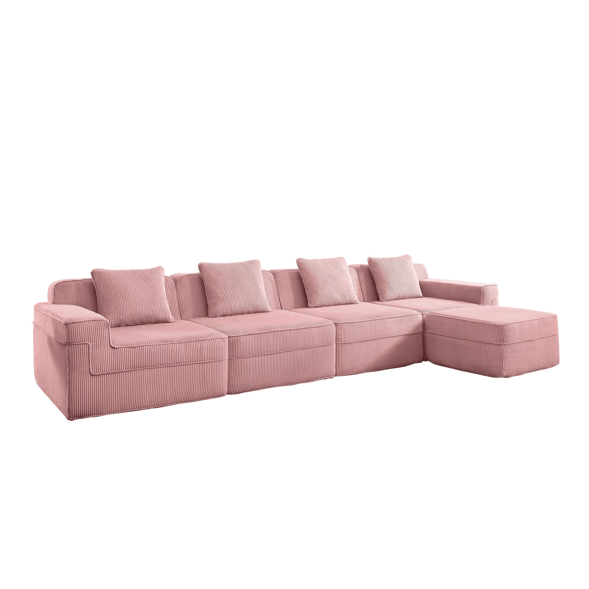 Hudson 4-Seat Boneless Couch in Pink #OttOnly_1 #Color_Pink