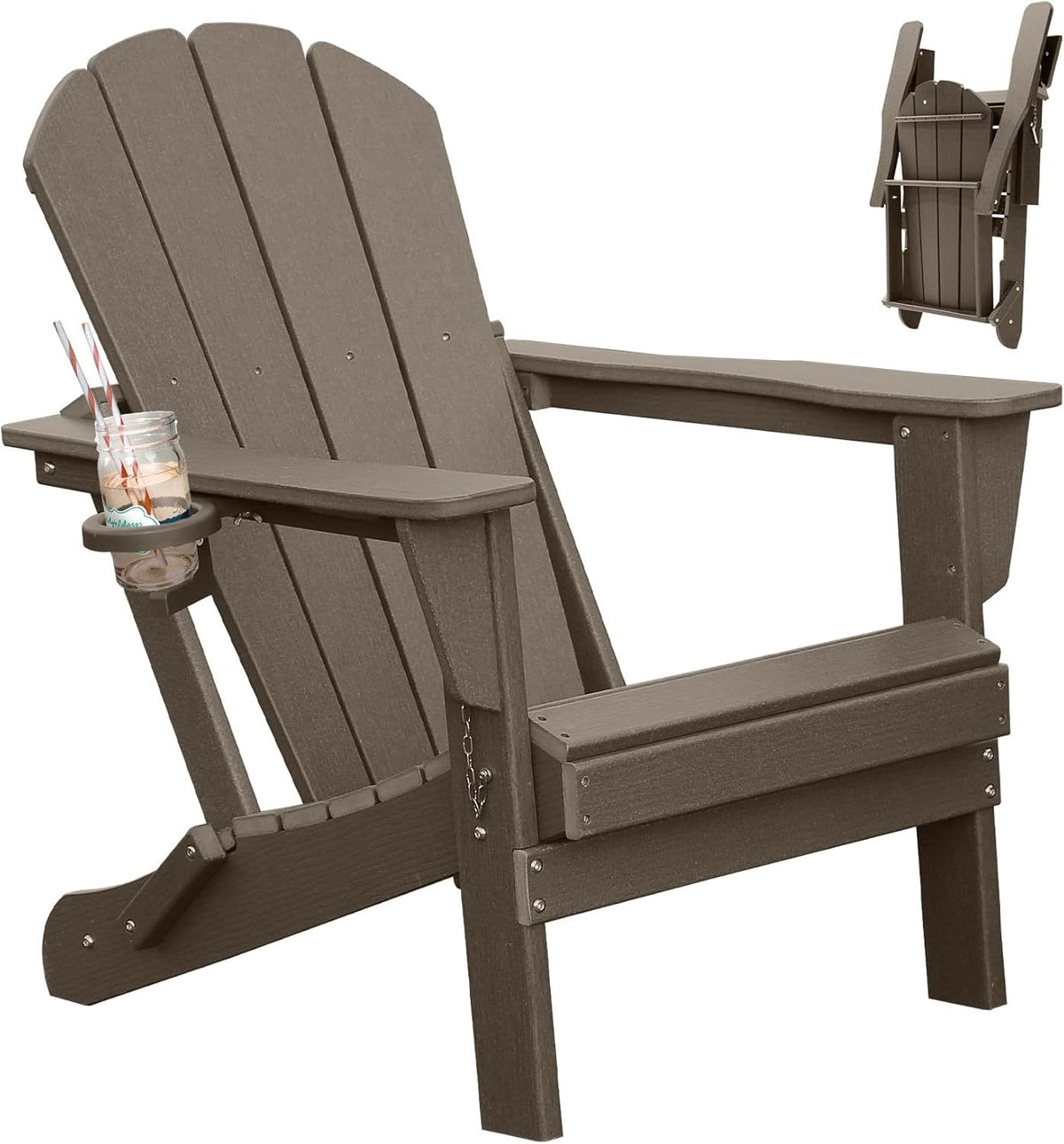 Brown HDPE Folding Adirondack Chair