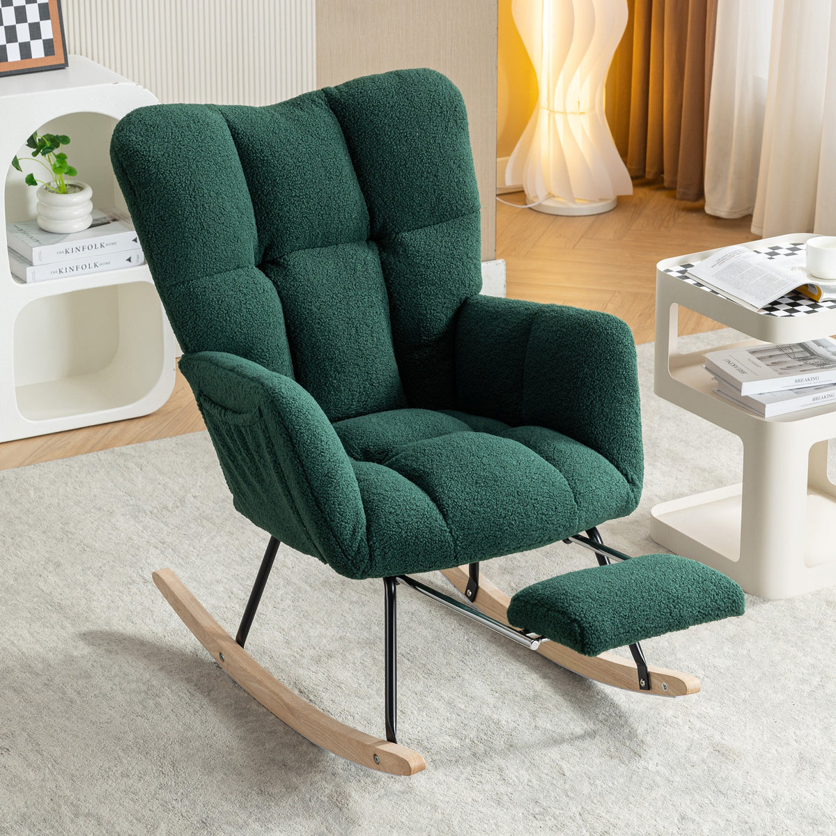 Green Sherpa Rocking Chair, Nursery