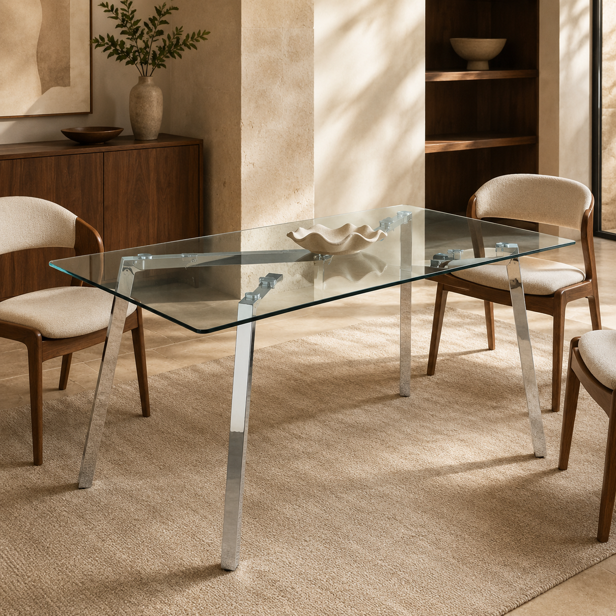 Round Glass Dining Table, Black - 35.4-Inch, Metal Legs
