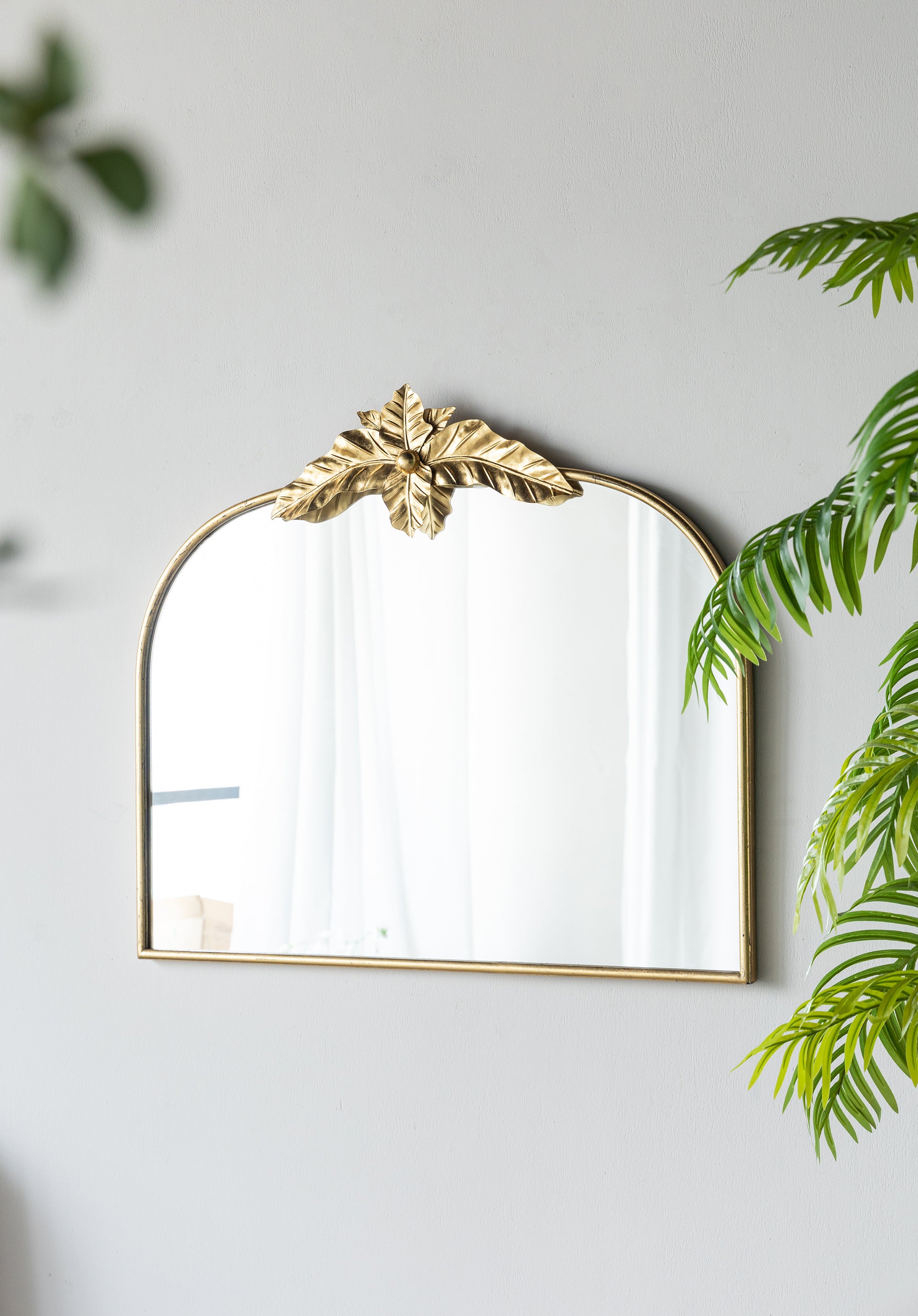 39.6" x 35" Gold Arched Mirror, Wall Mounted Iron Frame